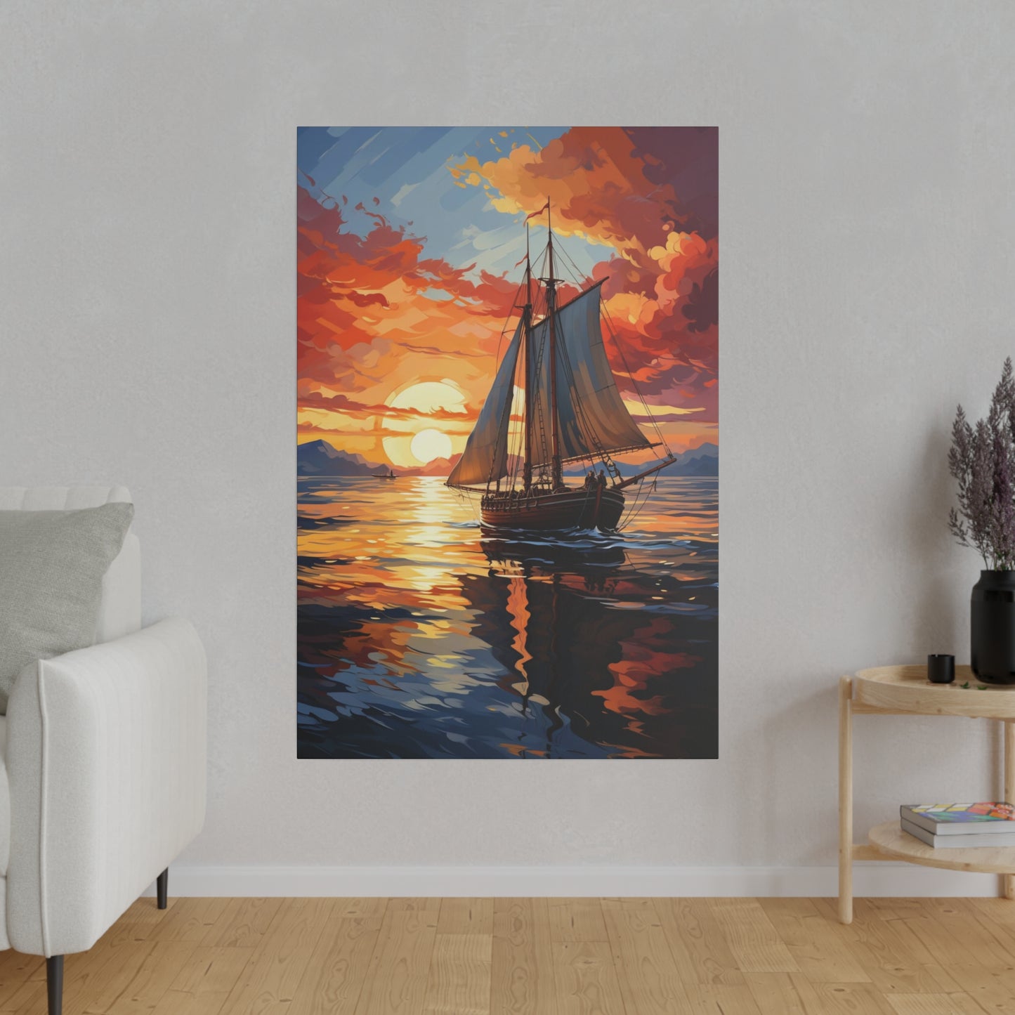 Sailing into the Sunset: Old Sailboat Canvas