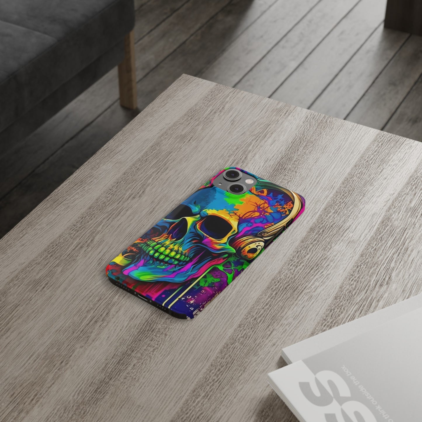 Skull Head with Headphones iPhone 15, 14, 13, 12 Cases: Rock Edition