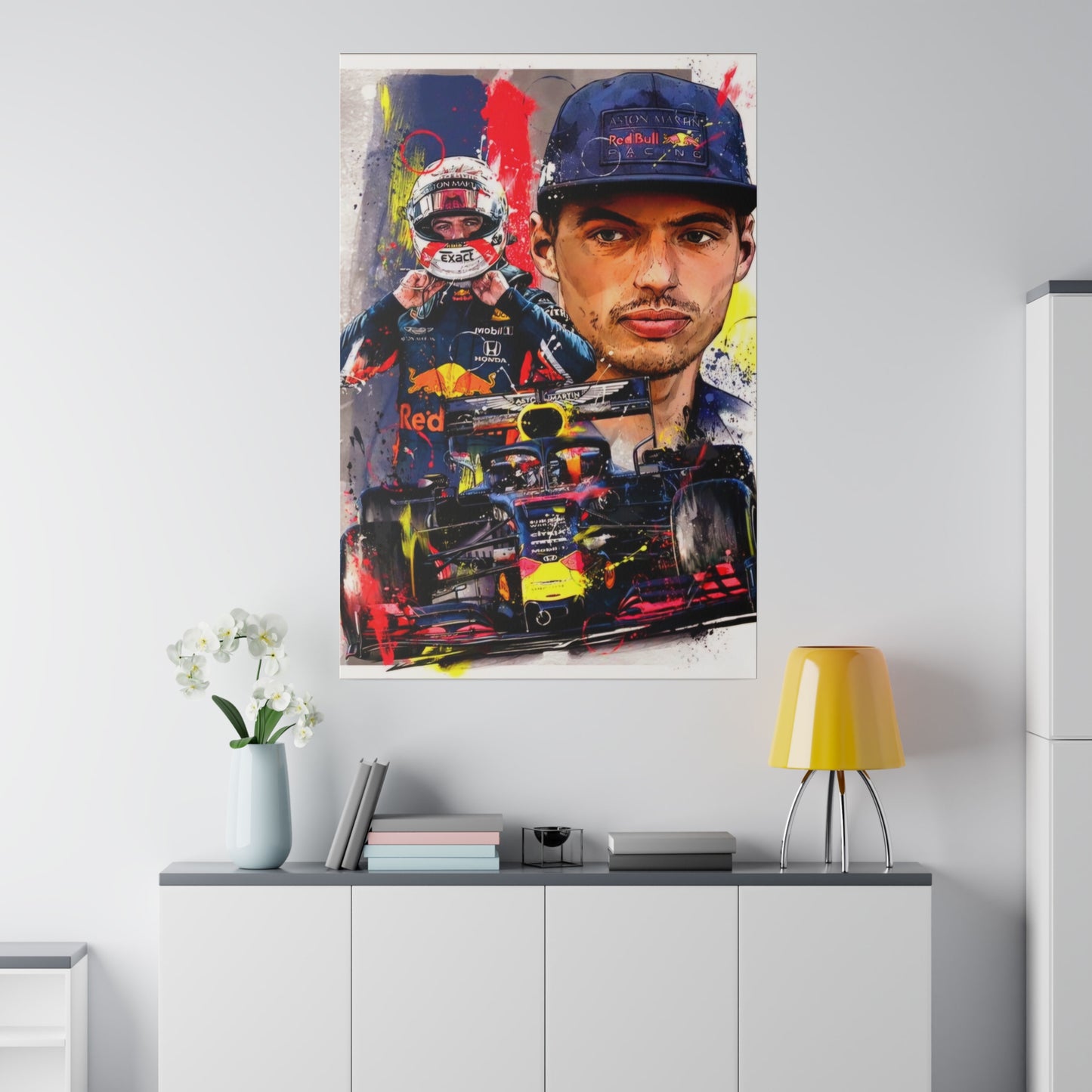 Max Verstappen with F1 Car Canvas