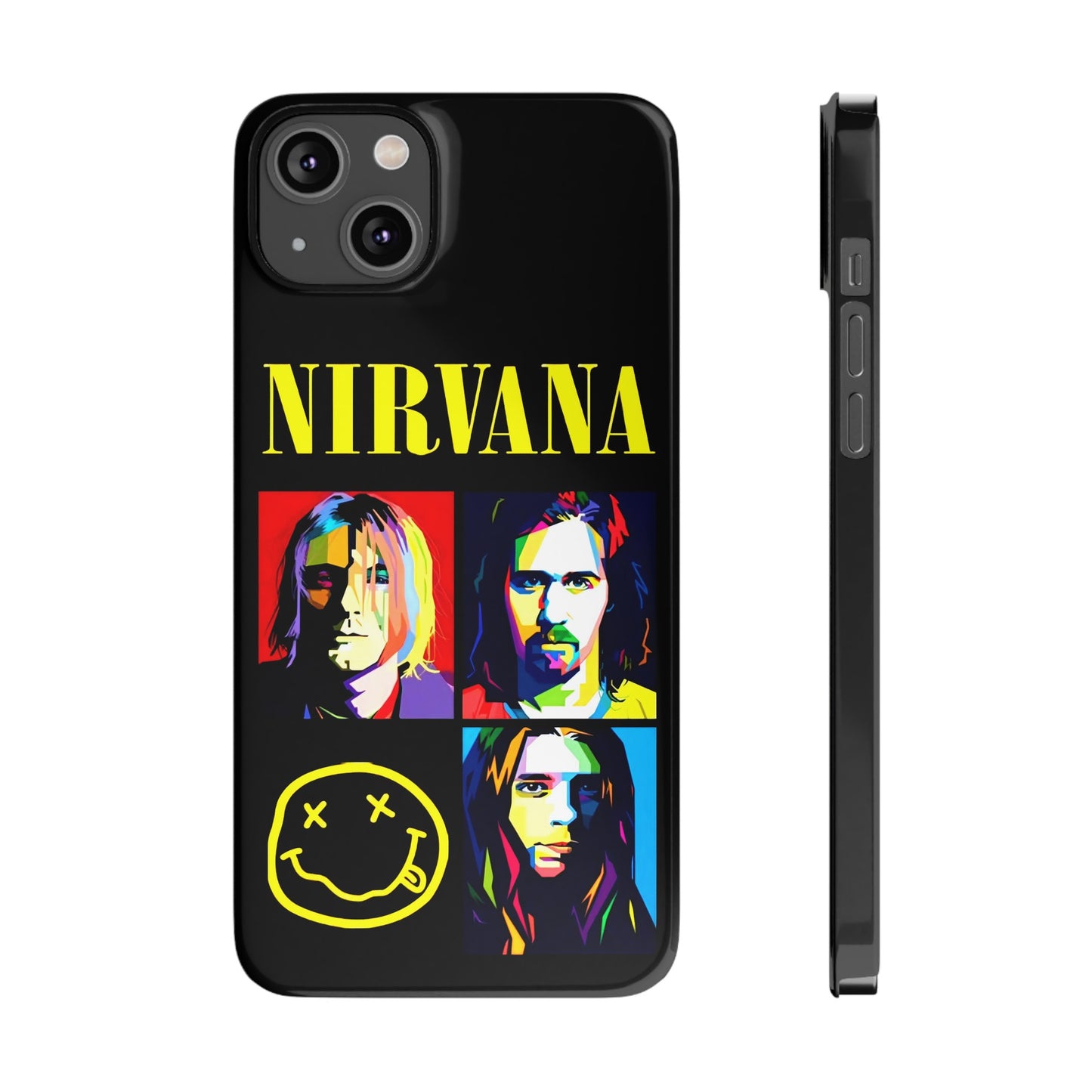 Nirvana Tribute: Kurt Cobain iPhone 15, 14, 13, 12, 11 Art in Black