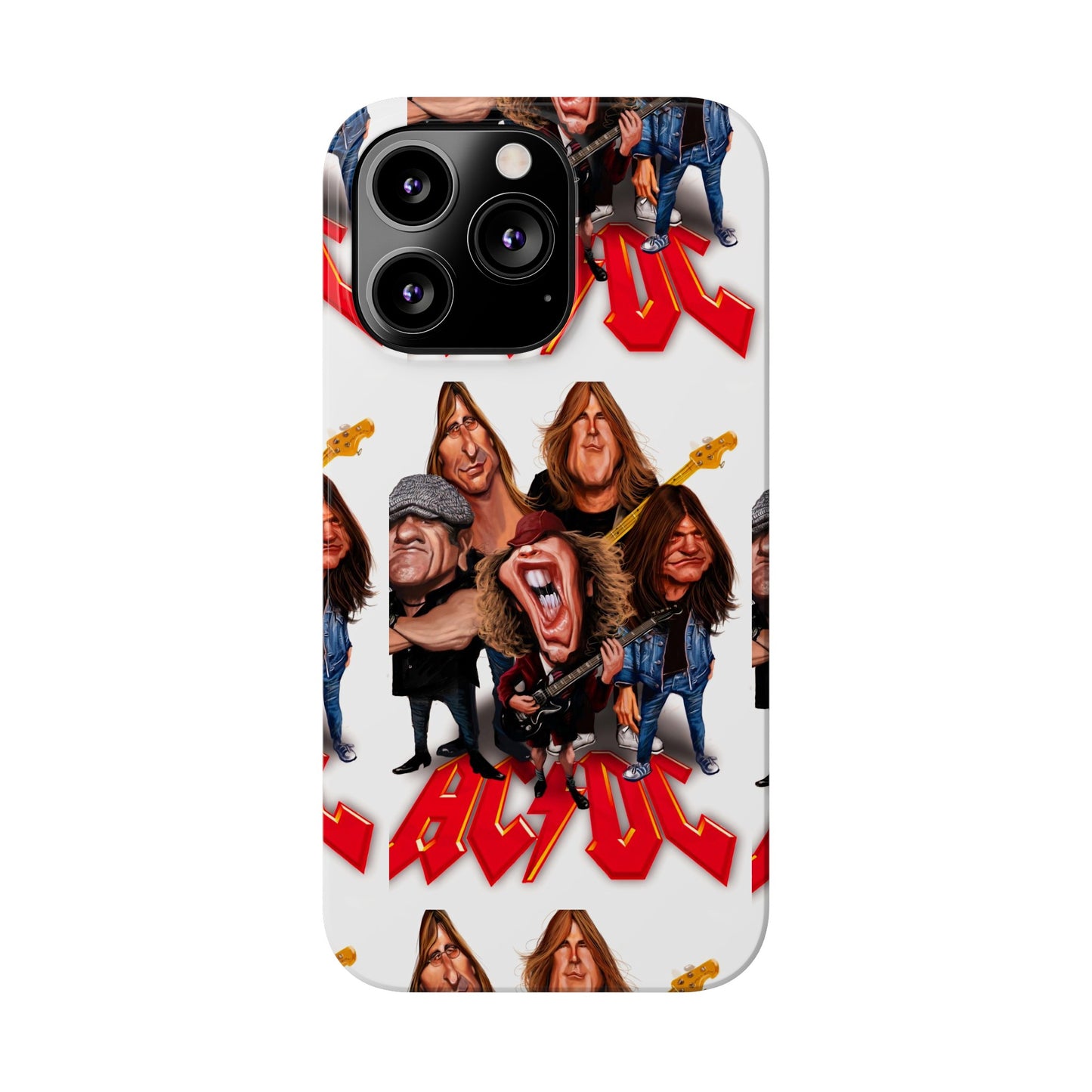 AC/DC Angus Young Rockin Caricatures iPhone 15, 14, 13, 12 Cases