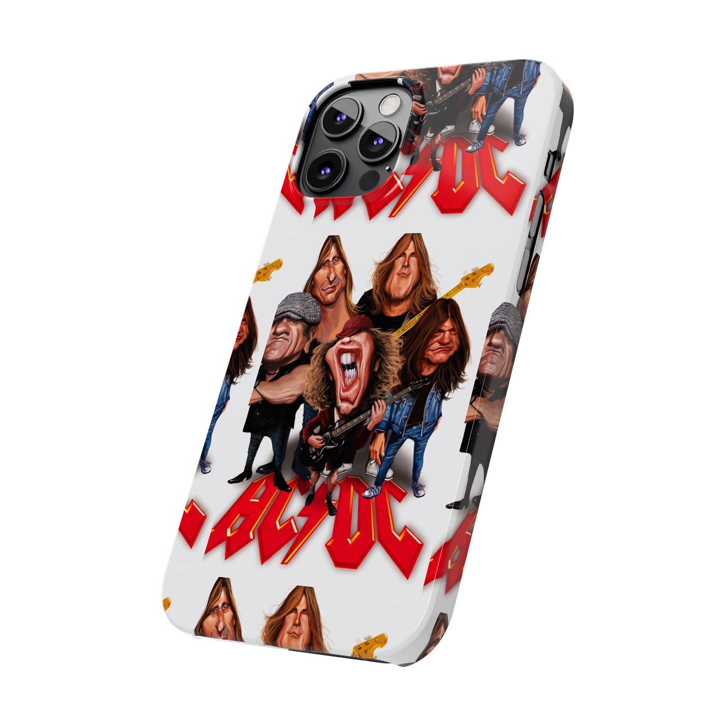 AC/DC Angus Young Rockin Caricatures iPhone 15, 14, 13, 12 Cases
