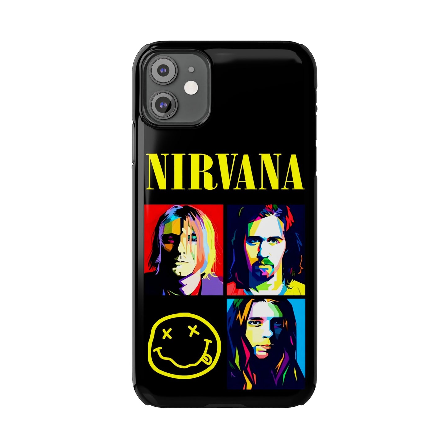 Nirvana Tribute: Kurt Cobain iPhone 15, 14, 13, 12, 11 Art in Black