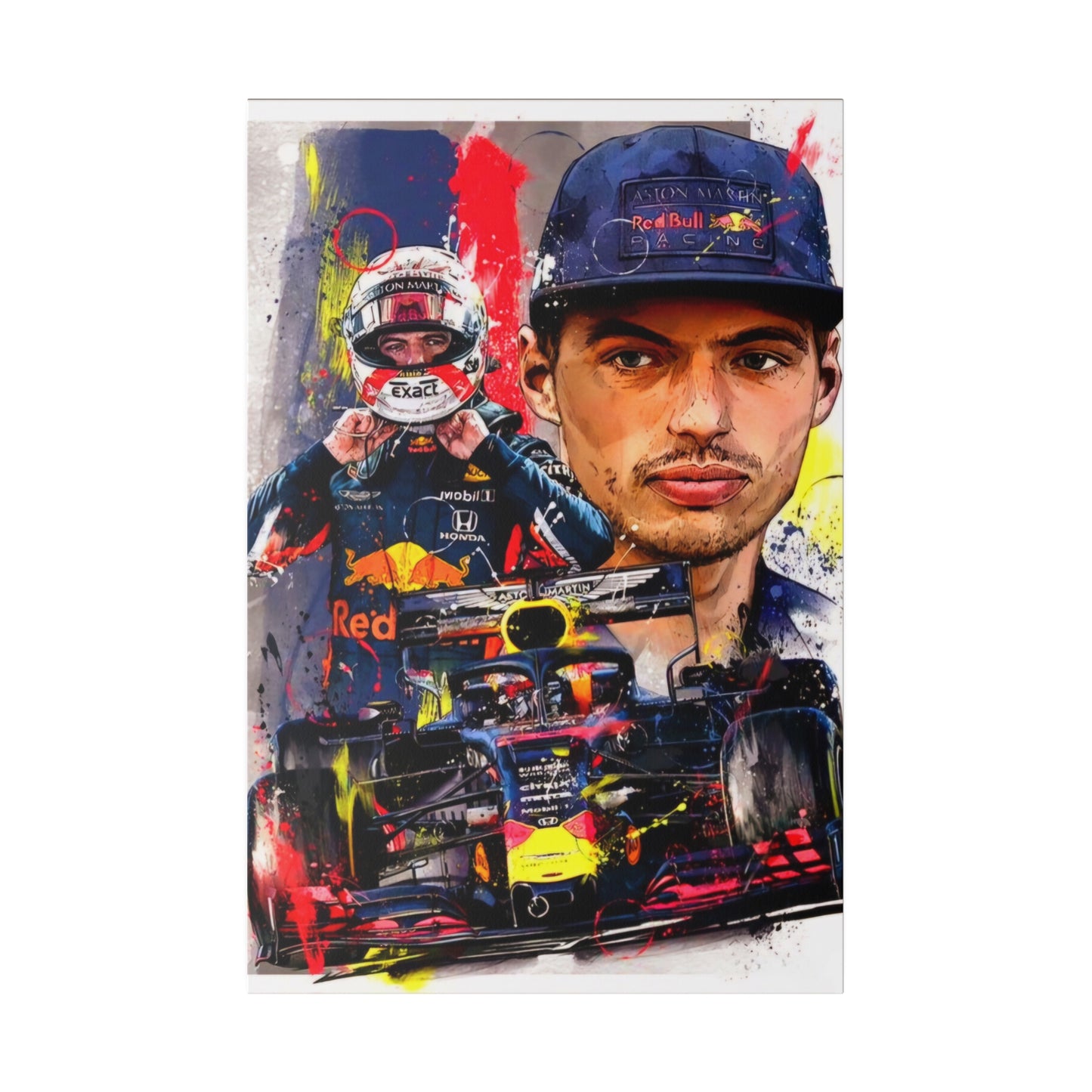 Max Verstappen with F1 Car Canvas