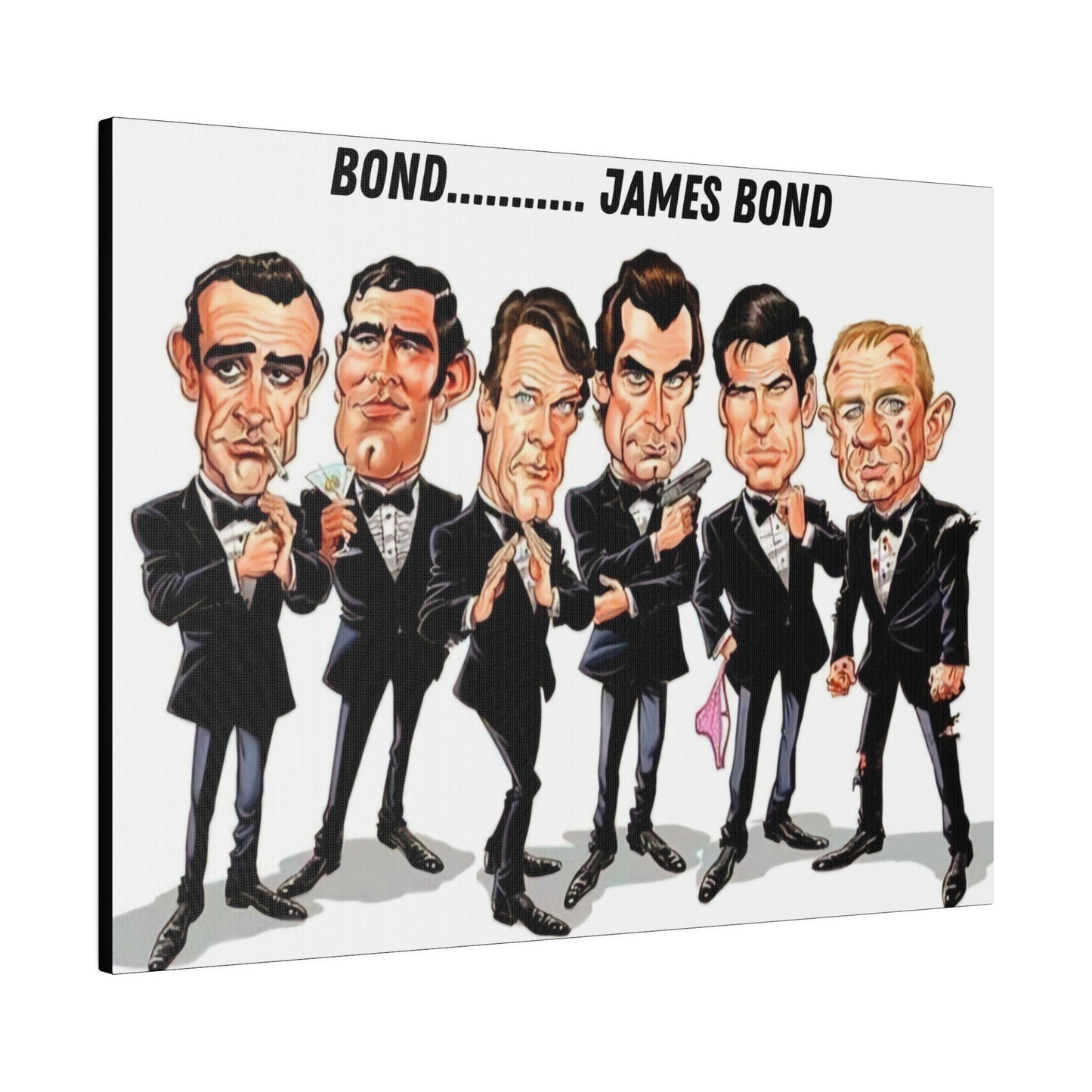 007 Caricature Collage: James Bond Canvas