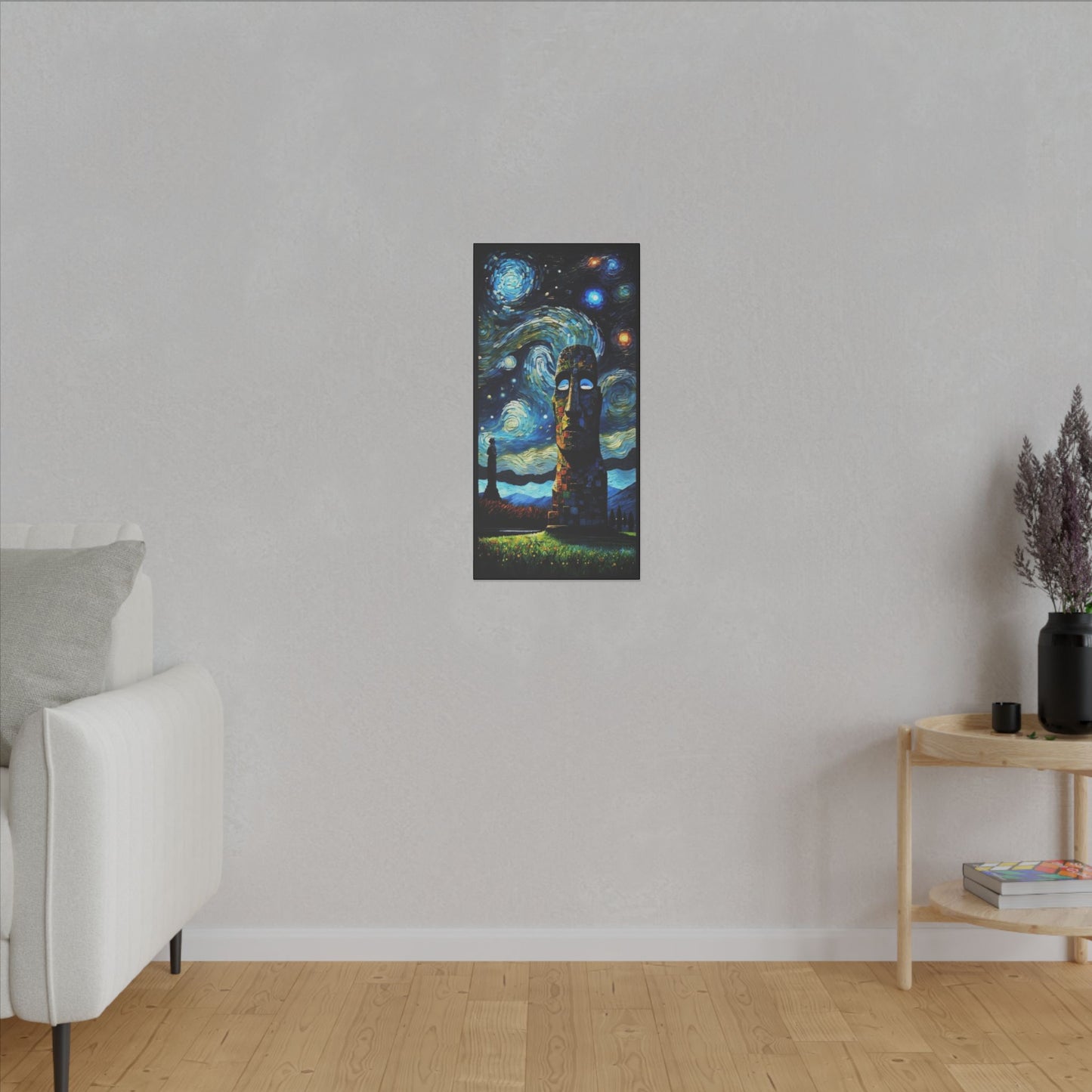 Canvas Easter Island meets Van Gogh Style