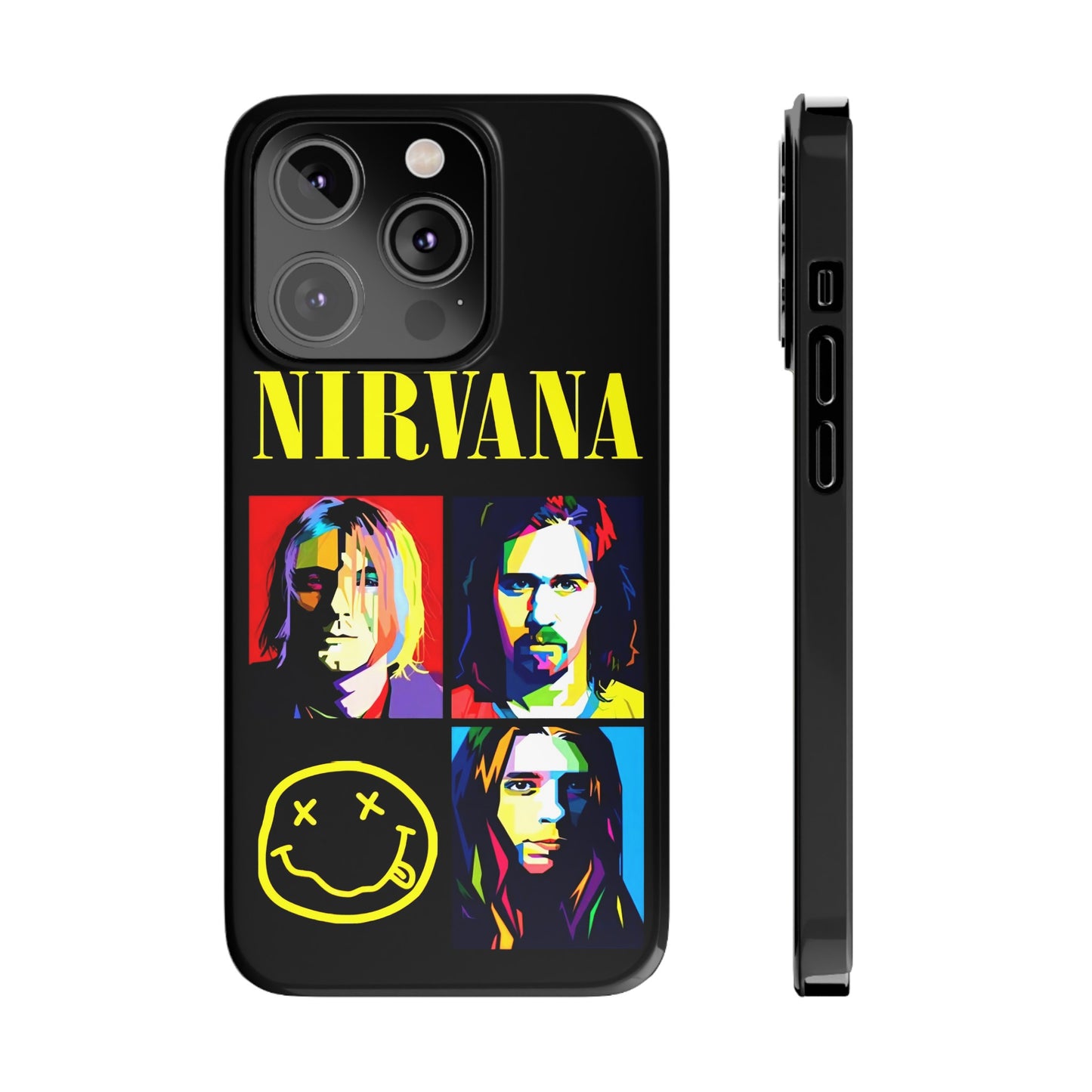 Nirvana Tribute: Kurt Cobain iPhone 15, 14, 13, 12, 11 Art in Black
