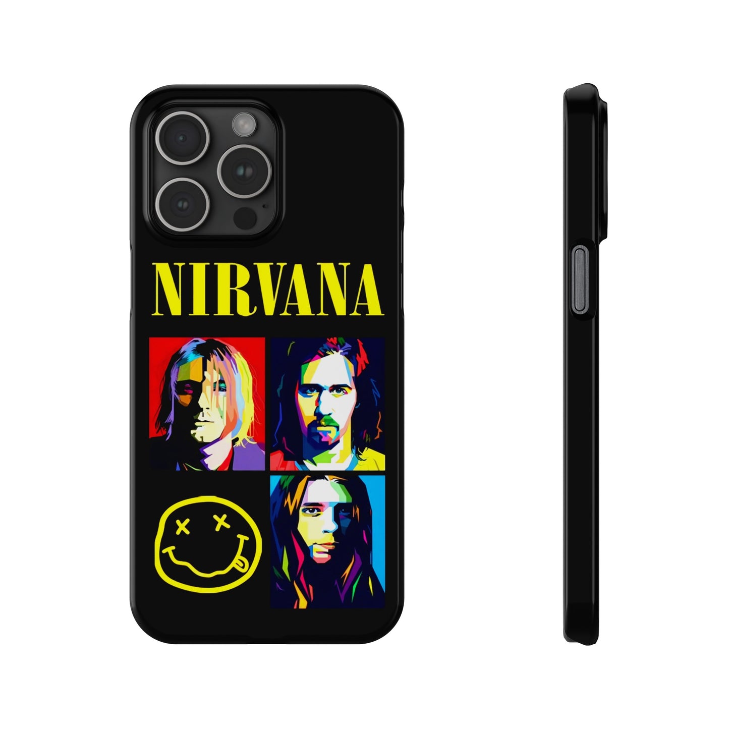 Nirvana Tribute: Kurt Cobain iPhone 15, 14, 13, 12, 11 Art in Black