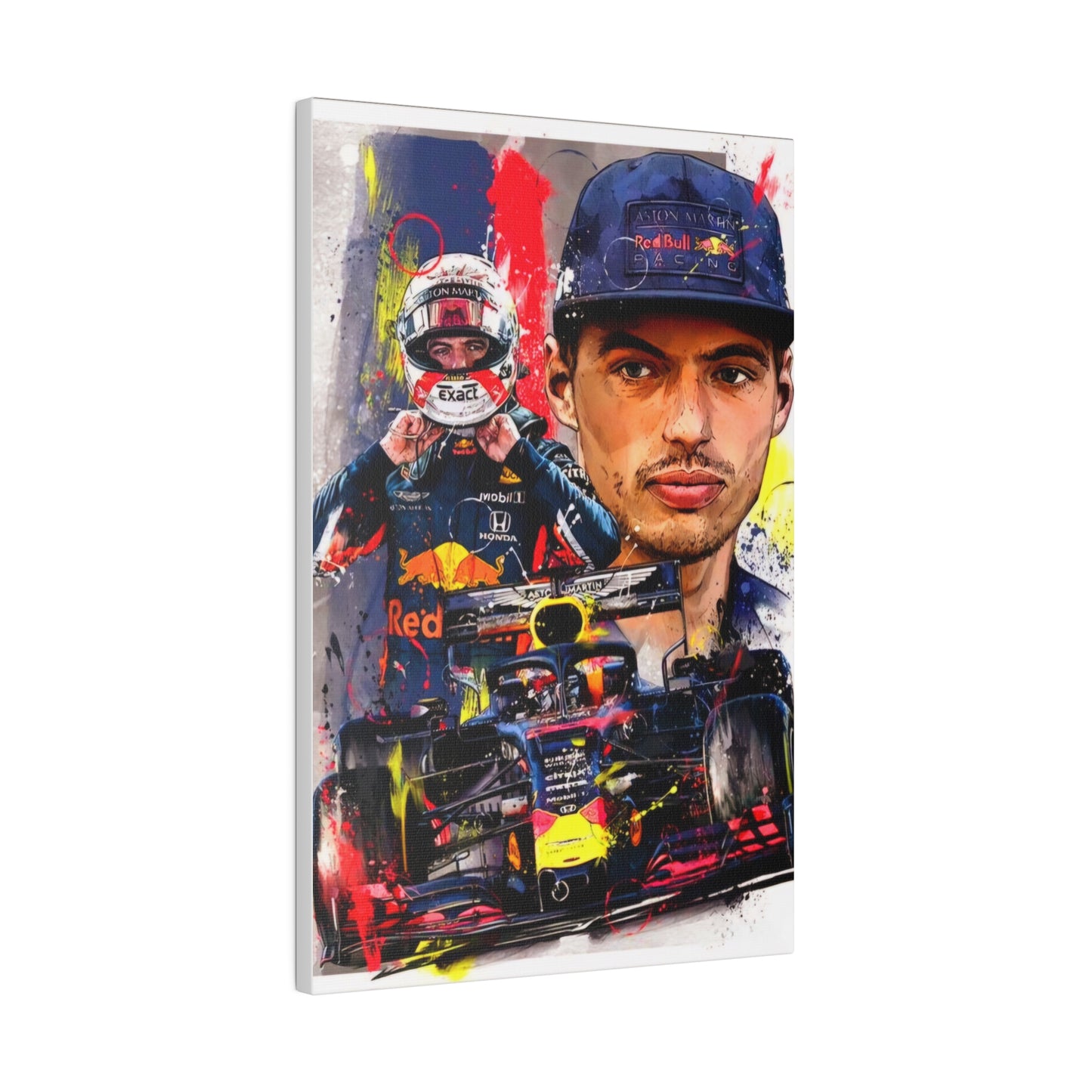Max Verstappen with F1 Car Canvas
