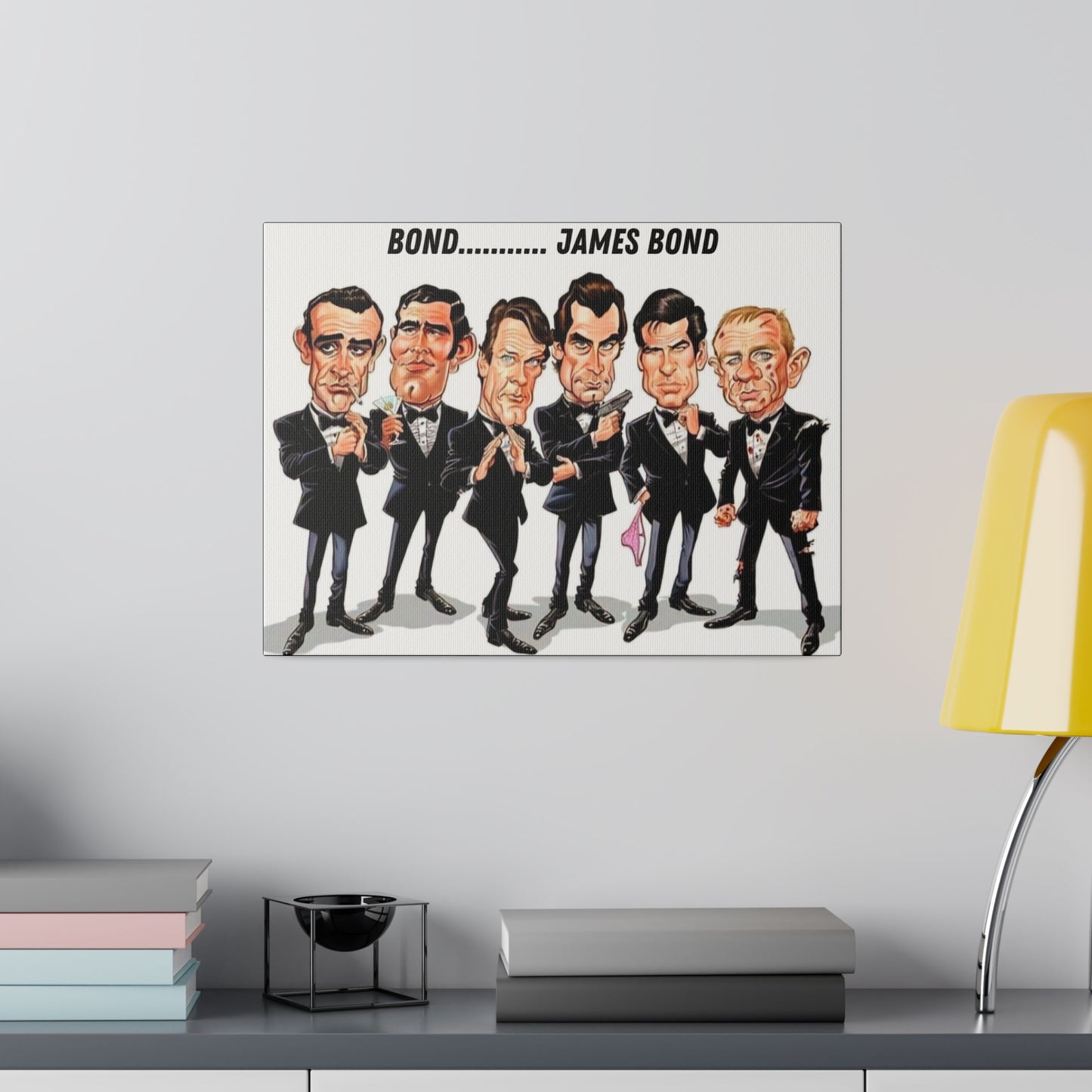 007 Caricature Collage: James Bond Canvas