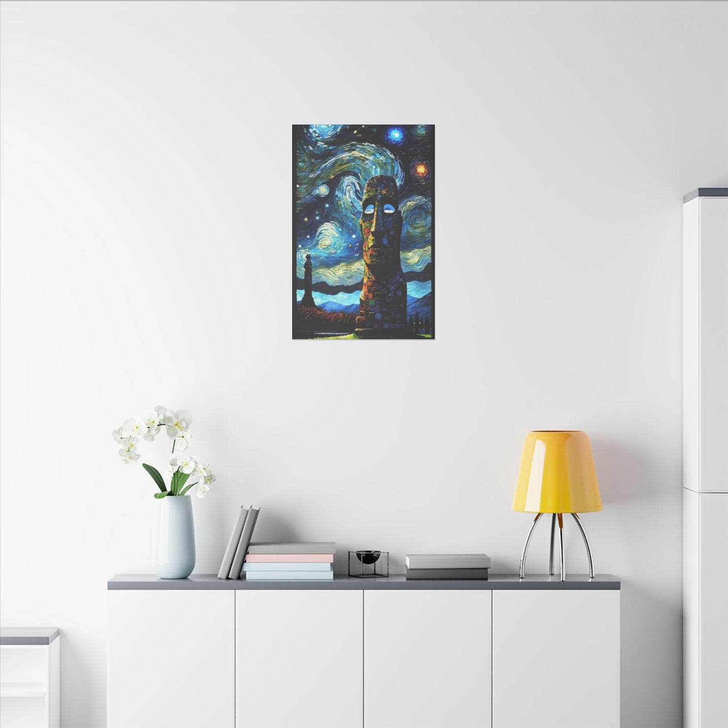 Canvas Easter Island meets Van Gogh Style
