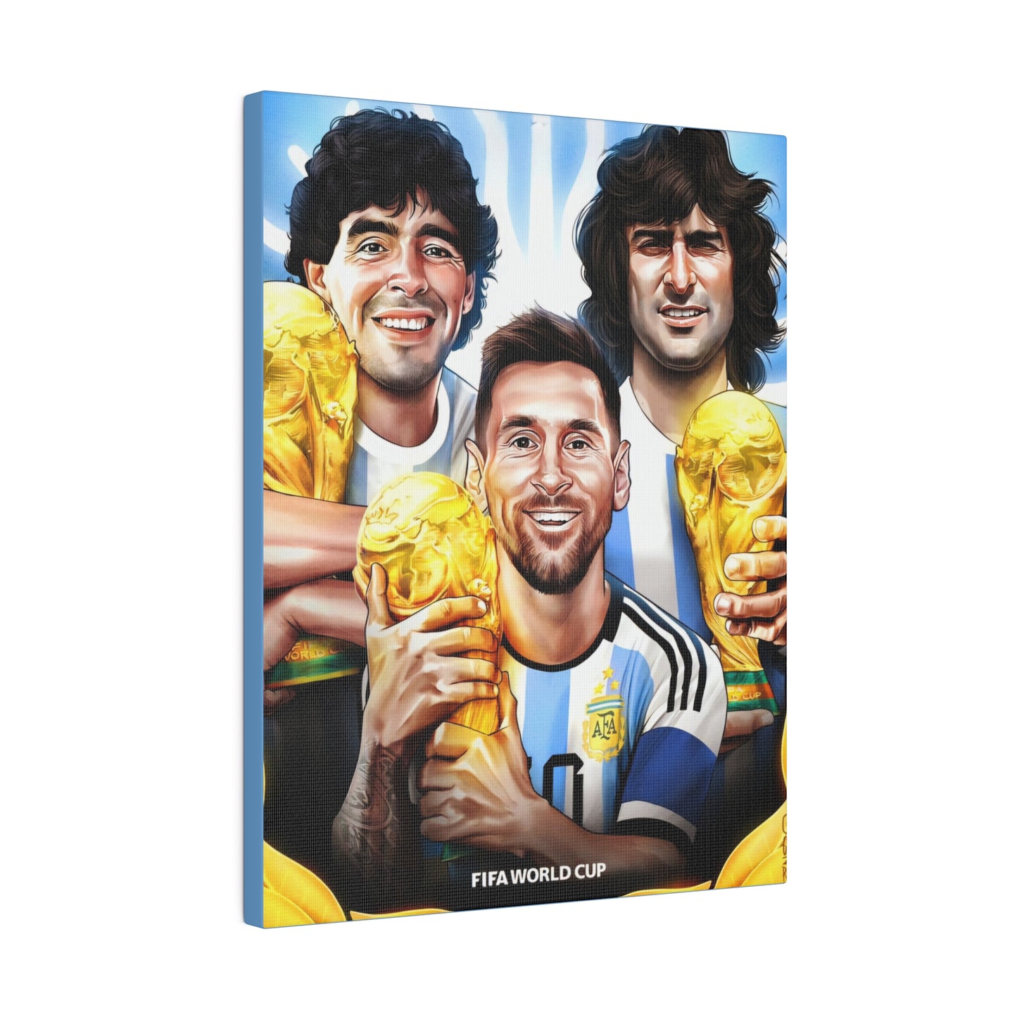 Argentina Football: Big 3 M's - Messi, Maradona, Mario - Canvas