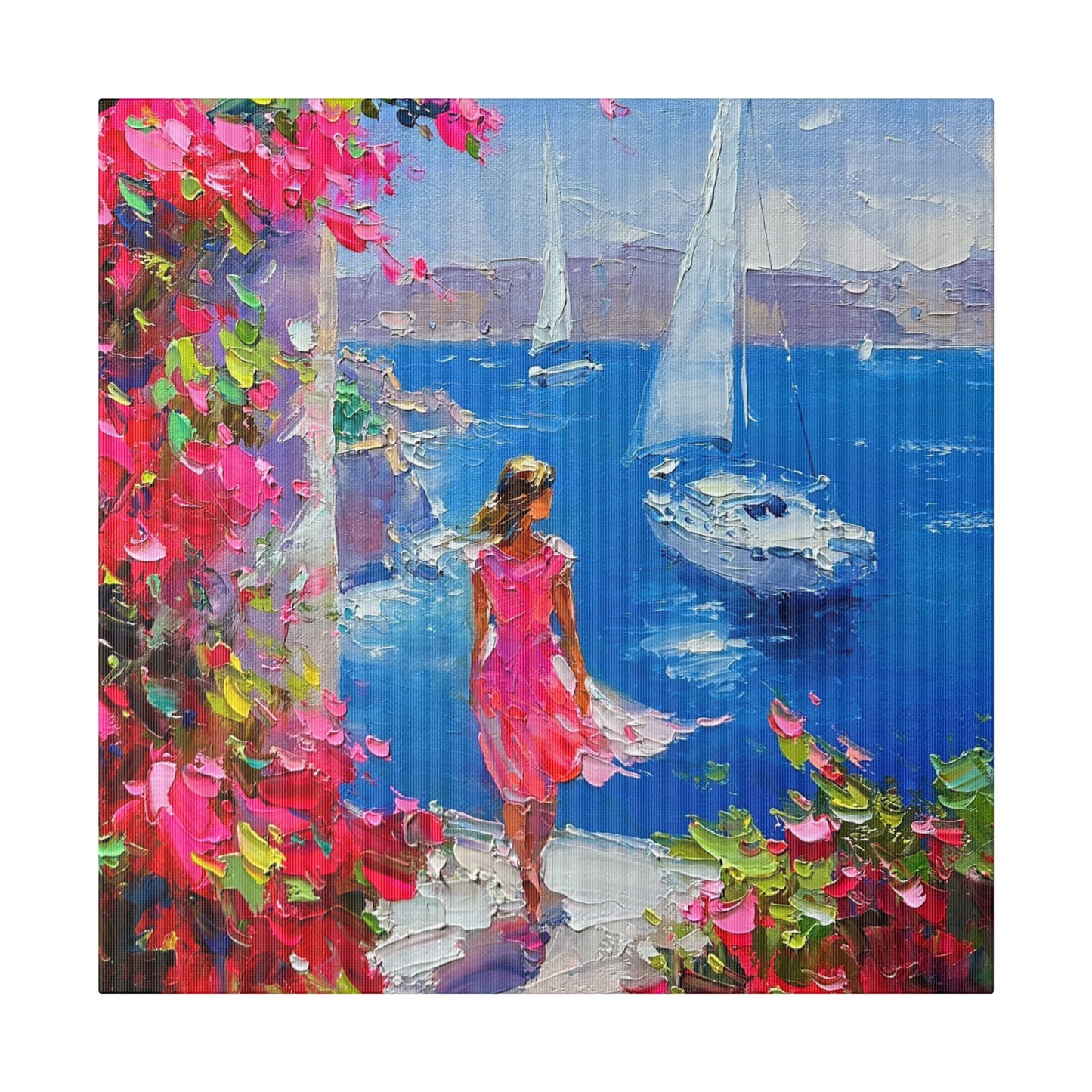 Seaside Serenity - Women in Pink Canvas