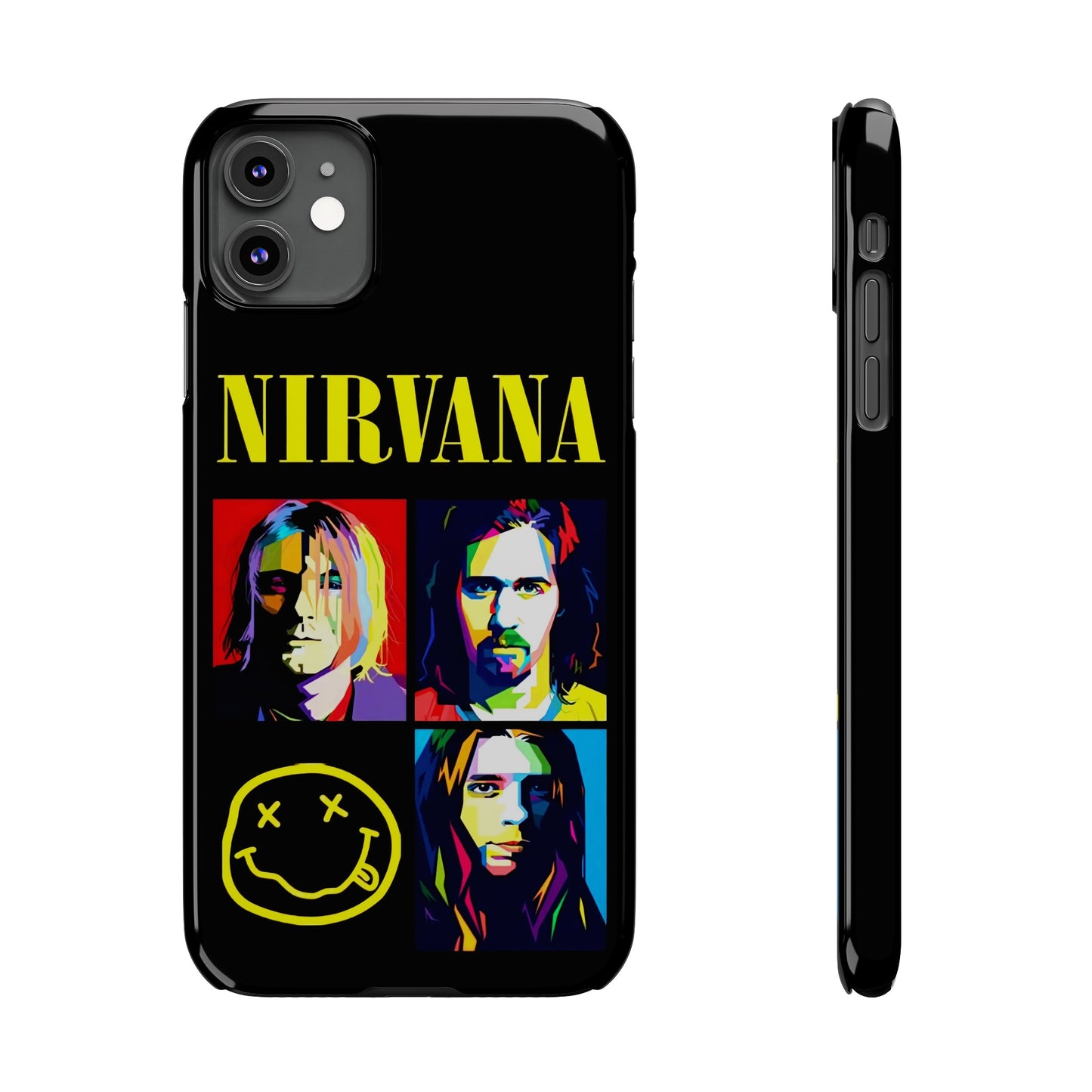 Nirvana Tribute: Kurt Cobain iPhone 15, 14, 13, 12, 11 Art in Black