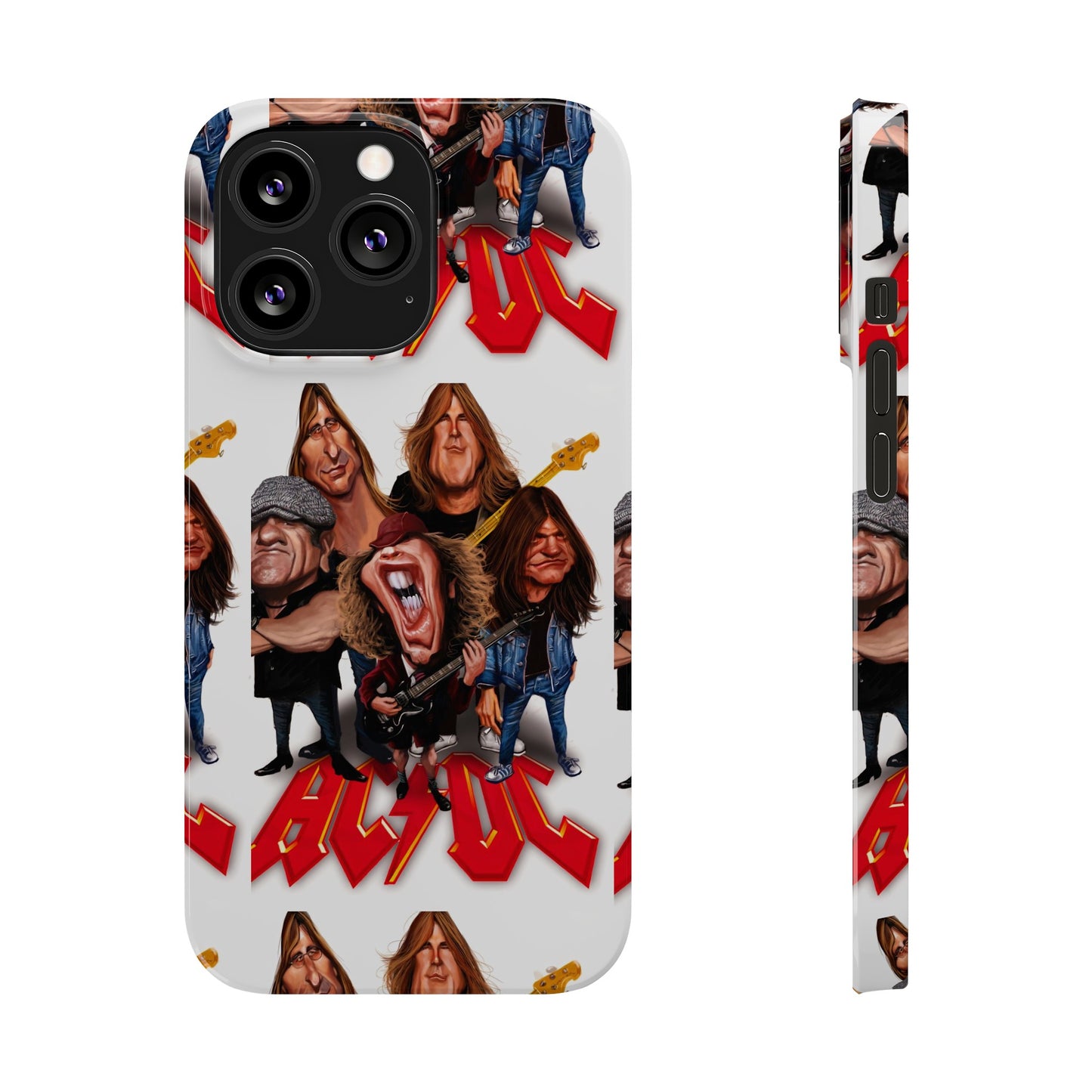 AC/DC Angus Young Rockin Caricatures iPhone 15, 14, 13, 12 Cases