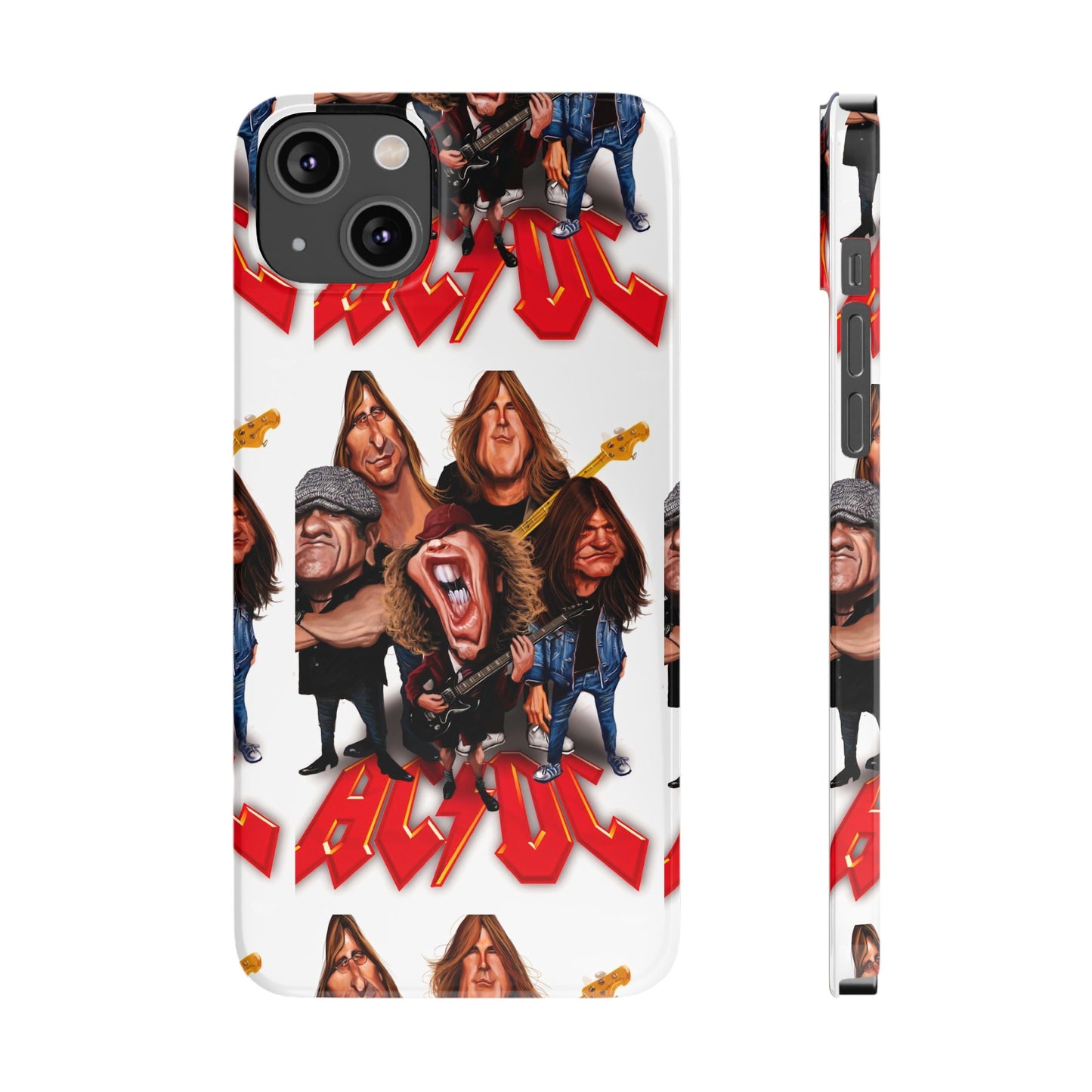 AC/DC Angus Young Rockin Caricatures iPhone 15, 14, 13, 12 Cases