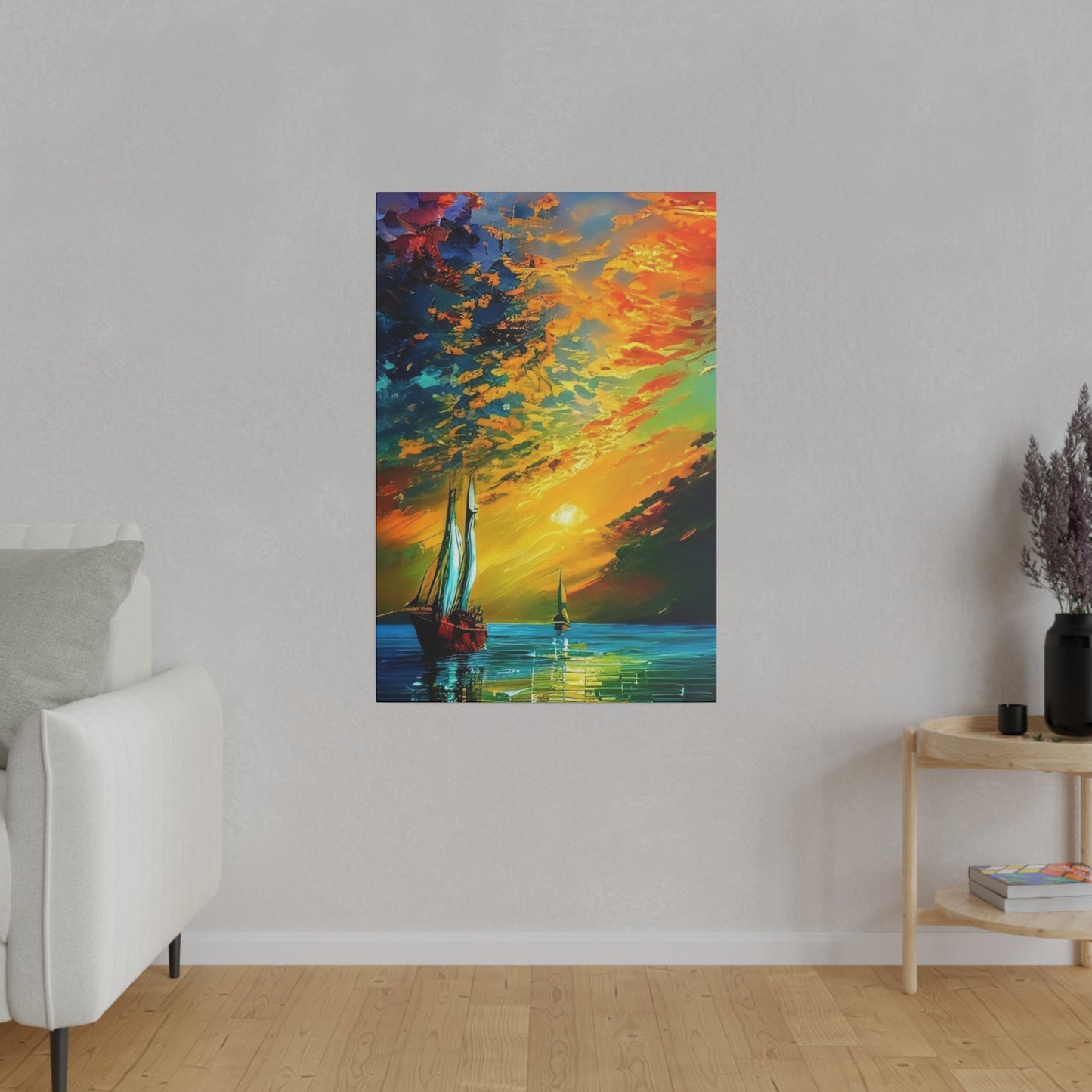 Sailing from the Sunset: Nautical Wall Art - Canvas