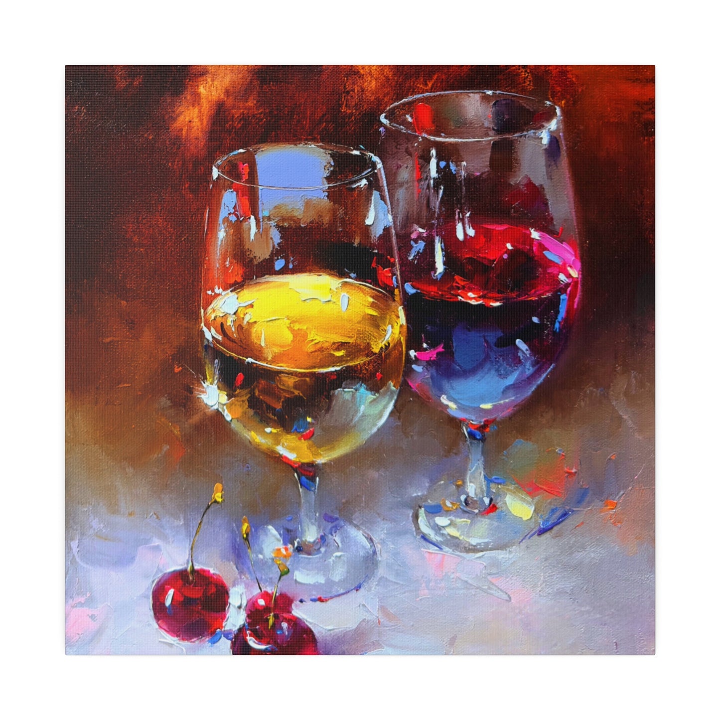 Cheers to Cherished Moments: White and Red Wine - Canvas