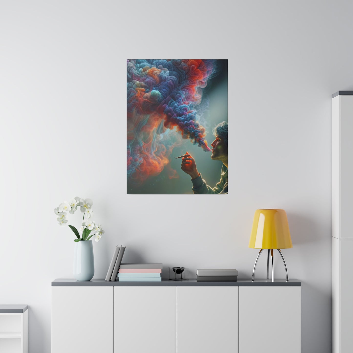 The Colorful World of Men and Smoke - Canvas