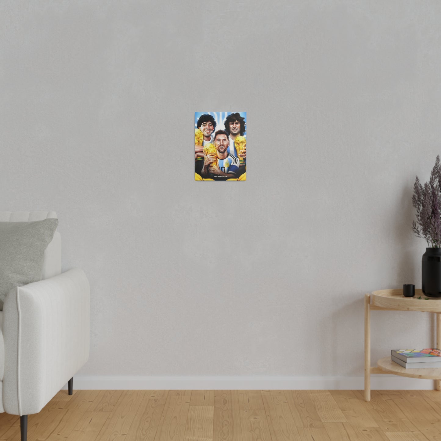 Argentina Football: Big 3 M's - Messi, Maradona, Mario - Canvas