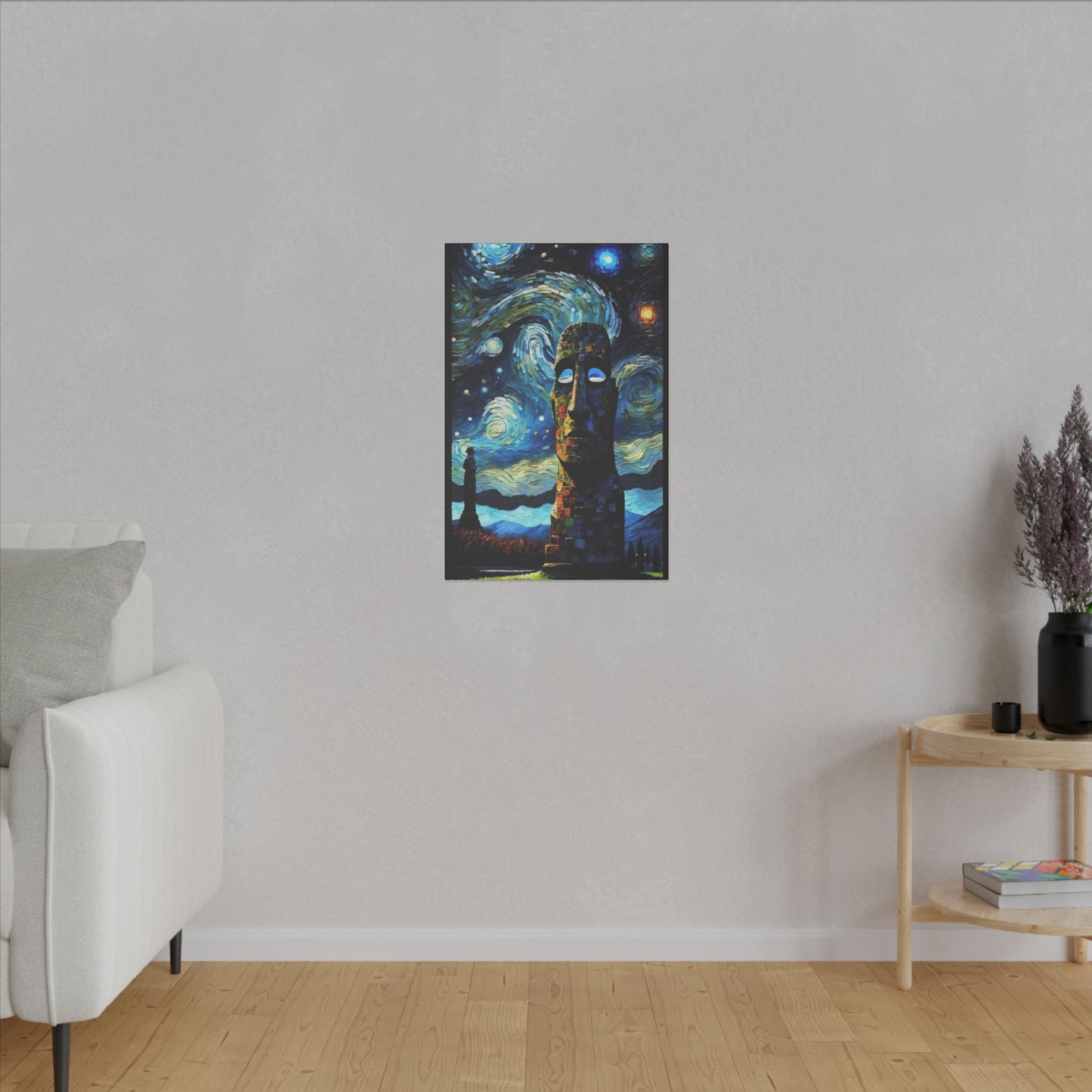 Canvas Easter Island meets Van Gogh Style