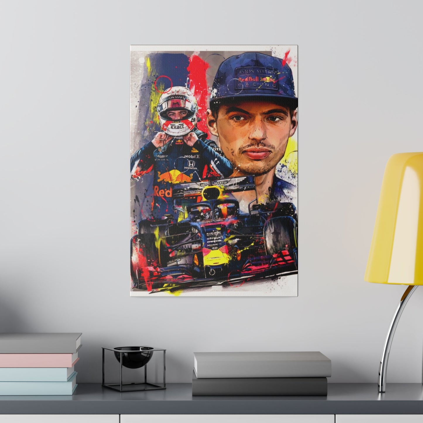 Max Verstappen with F1 Car Canvas