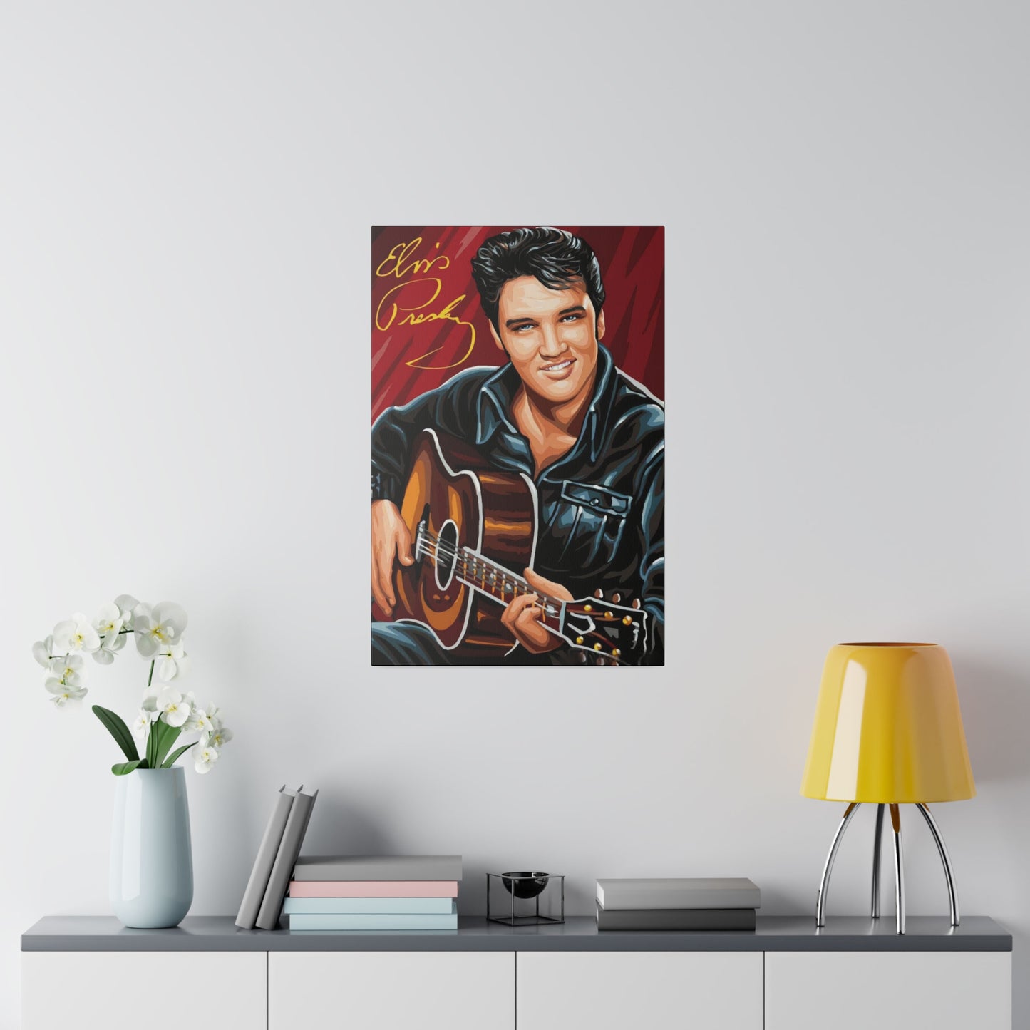 Elvis Presley on his Guitar Canvas