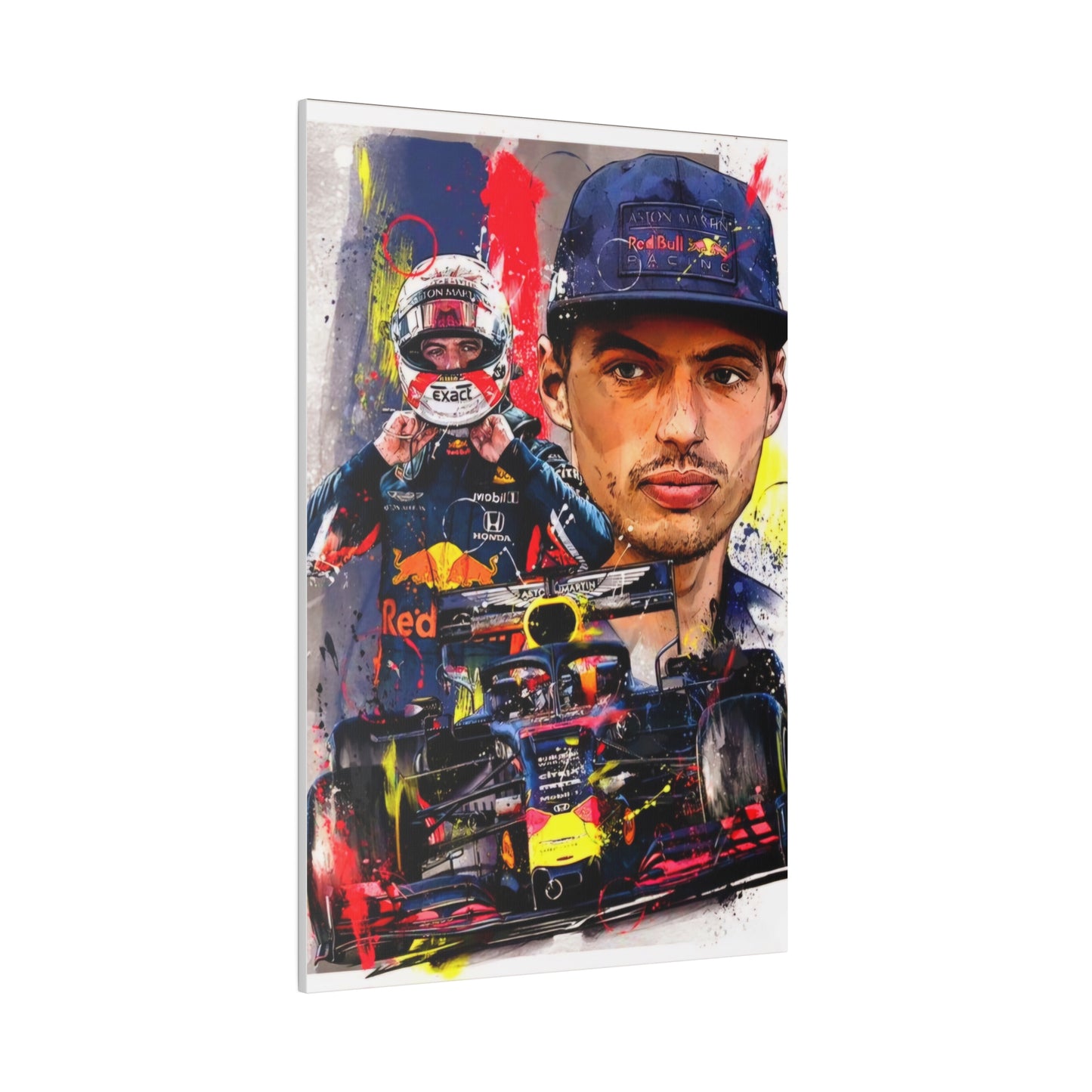 Max Verstappen with F1 Car Canvas
