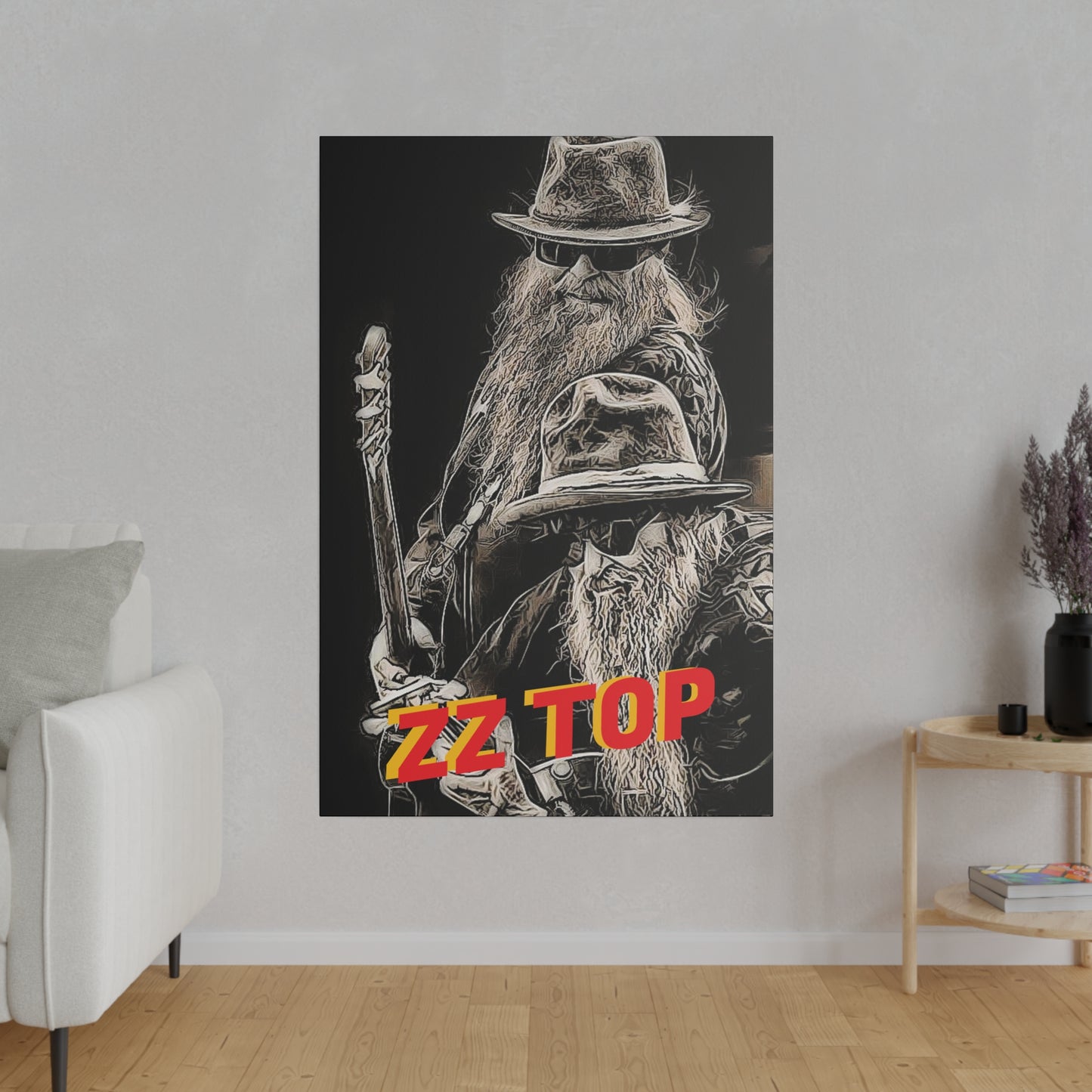 ZZ Top with Beard and Hat" Canvas