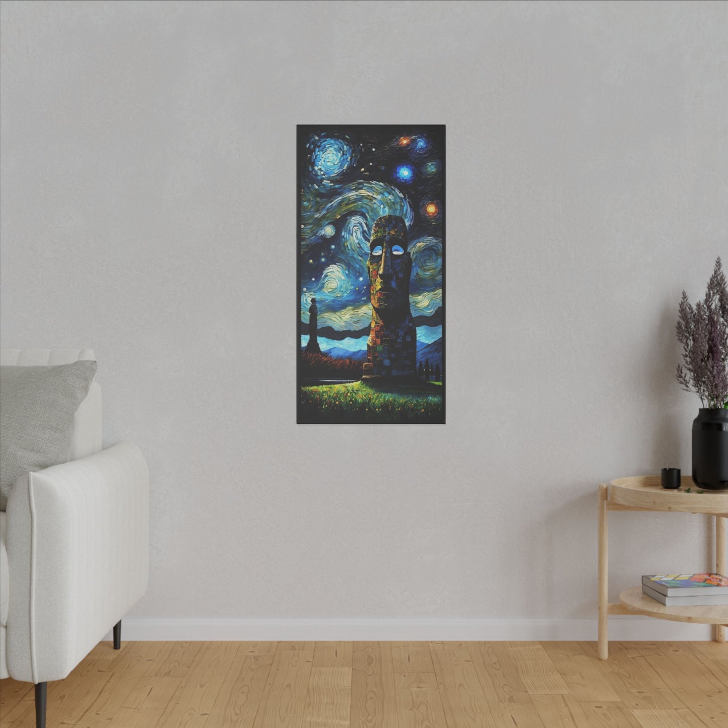 Canvas Easter Island meets Van Gogh Style