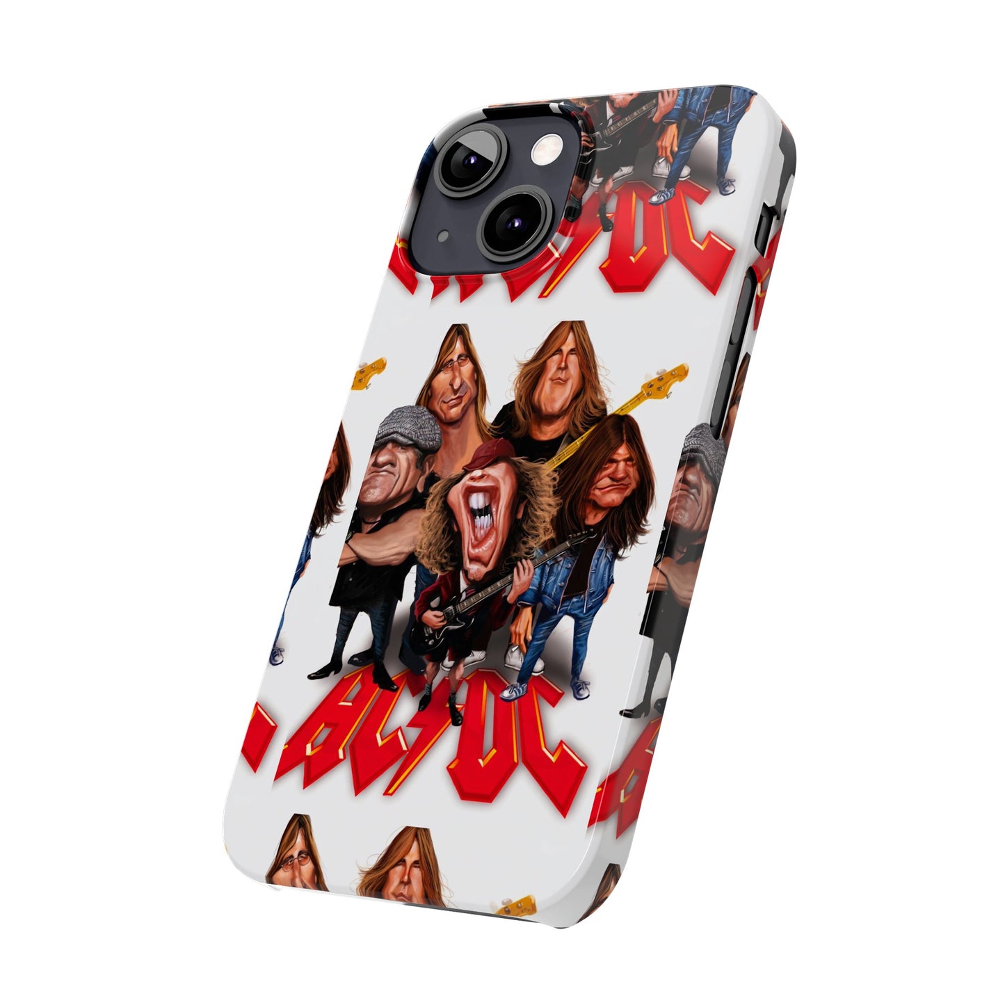 AC/DC Angus Young Rockin Caricatures iPhone 15, 14, 13, 12 Cases