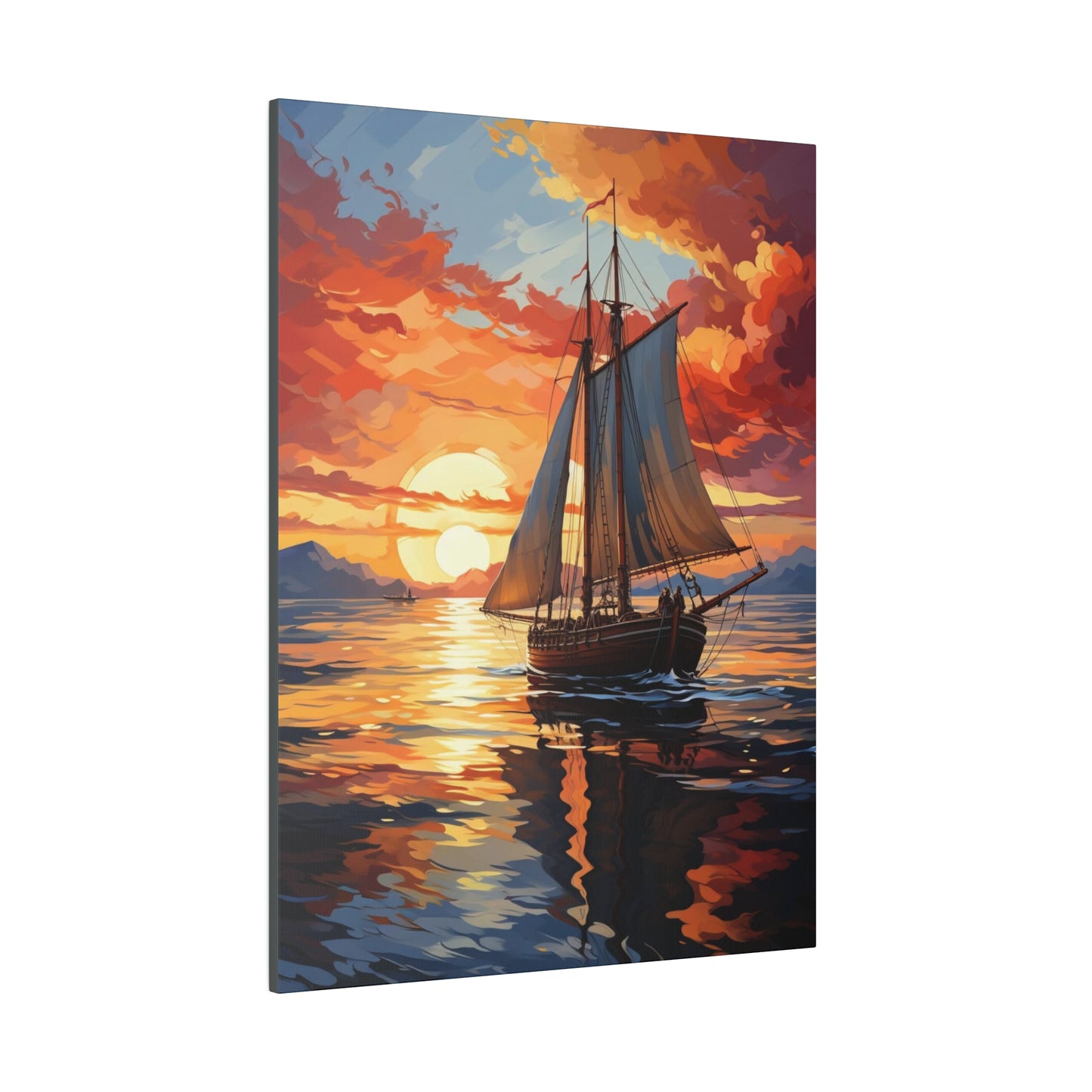 Sailing into the Sunset: Old Sailboat Canvas