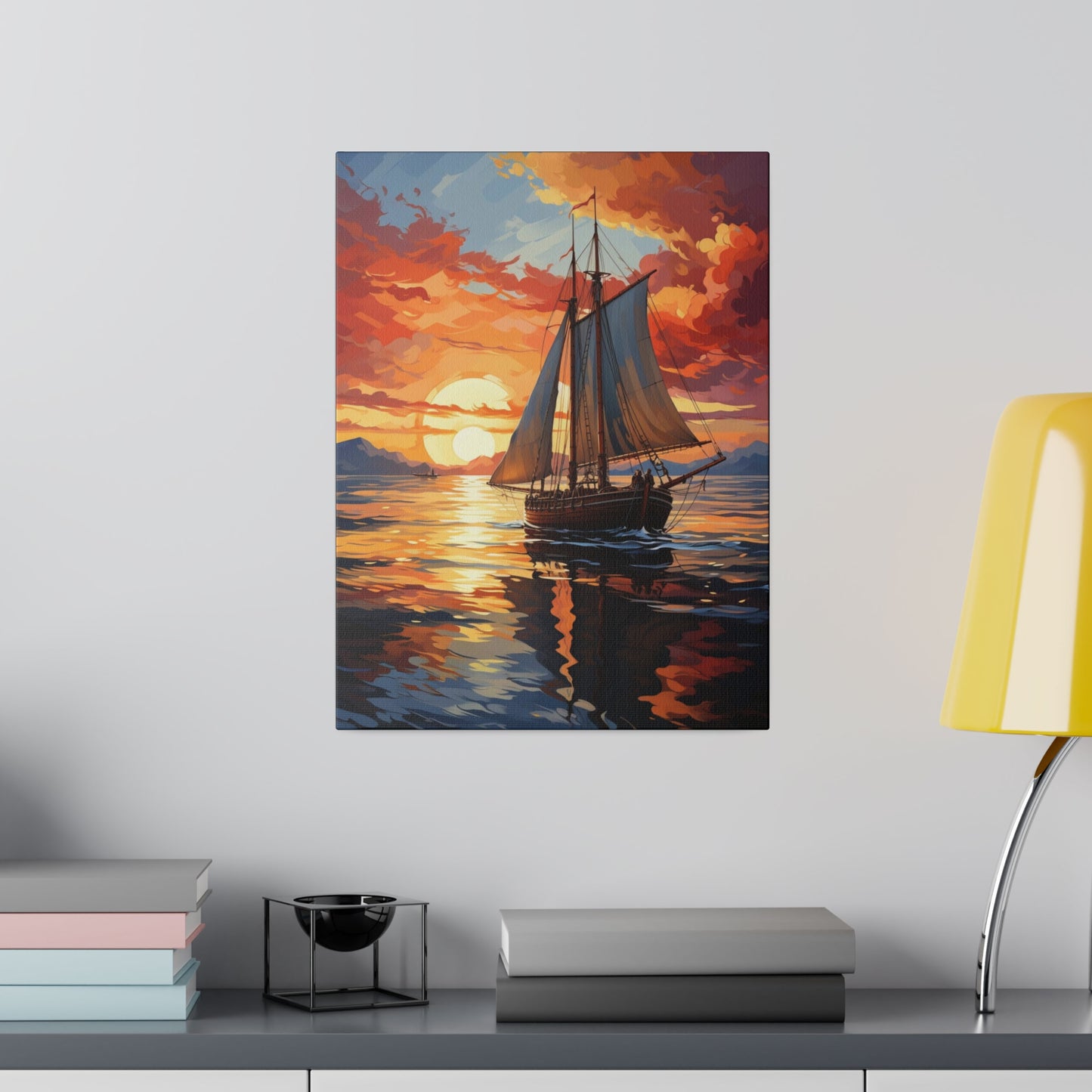 Sailing into the Sunset: Old Sailboat Canvas