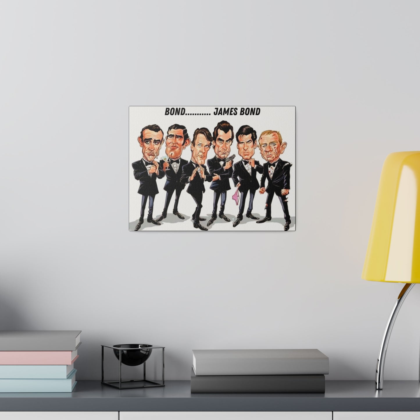 007 Caricature Collage: James Bond Canvas
