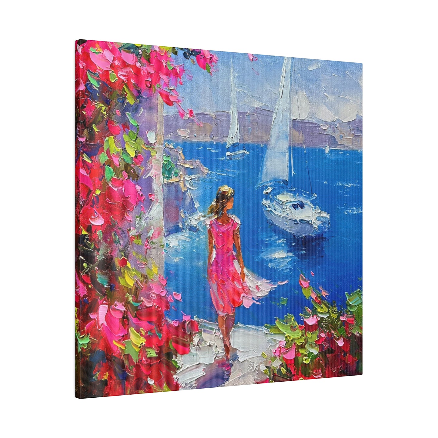 Seaside Serenity - Women in Pink Canvas