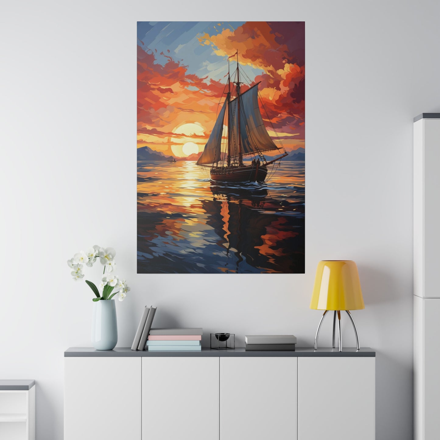 Sailing into the Sunset: Old Sailboat Canvas