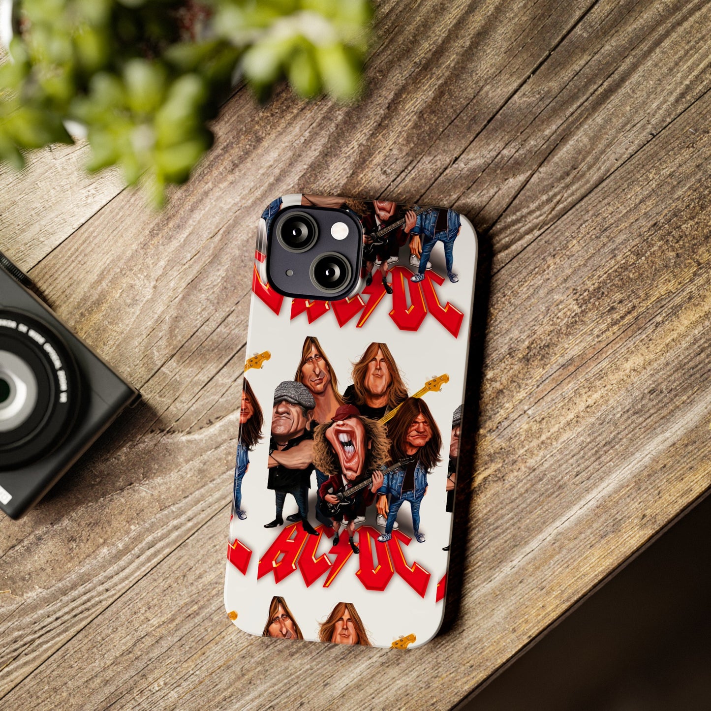 AC/DC Angus Young Rockin Caricatures iPhone 15, 14, 13, 12 Cases