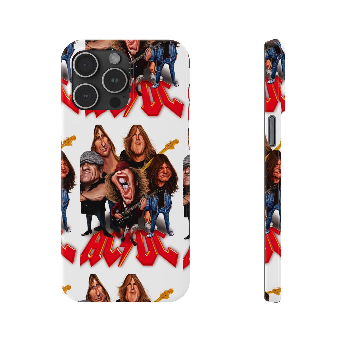 AC/DC Angus Young Rockin Caricatures iPhone 15, 14, 13, 12 Cases