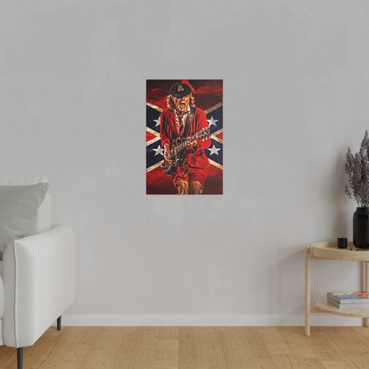 Angus Young from ACDC Guitar Playing - Canvas
