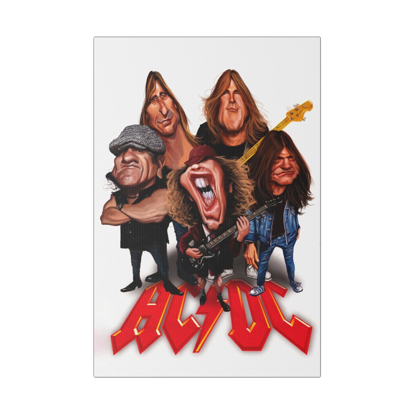ACDC and Angus Young Rockin' Caricatures - Canvas