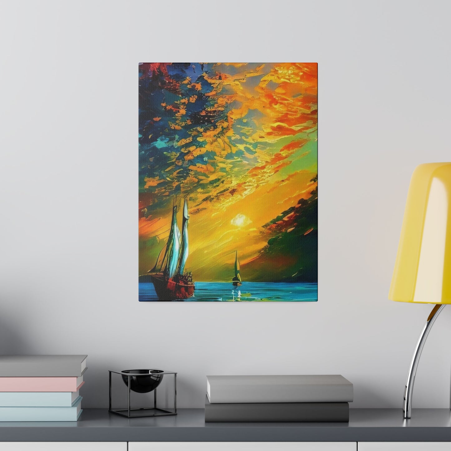 Sailing from the Sunset: Nautical Wall Art - Canvas