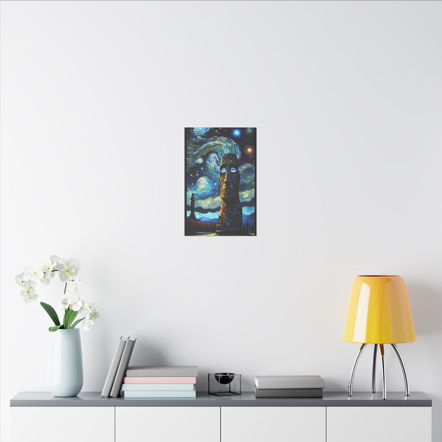 Canvas Easter Island meets Van Gogh Style