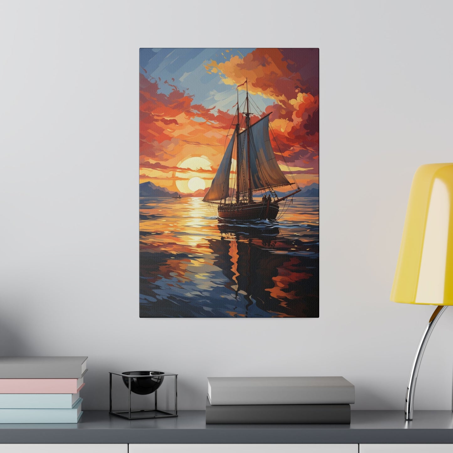 Sailing into the Sunset: Old Sailboat Canvas