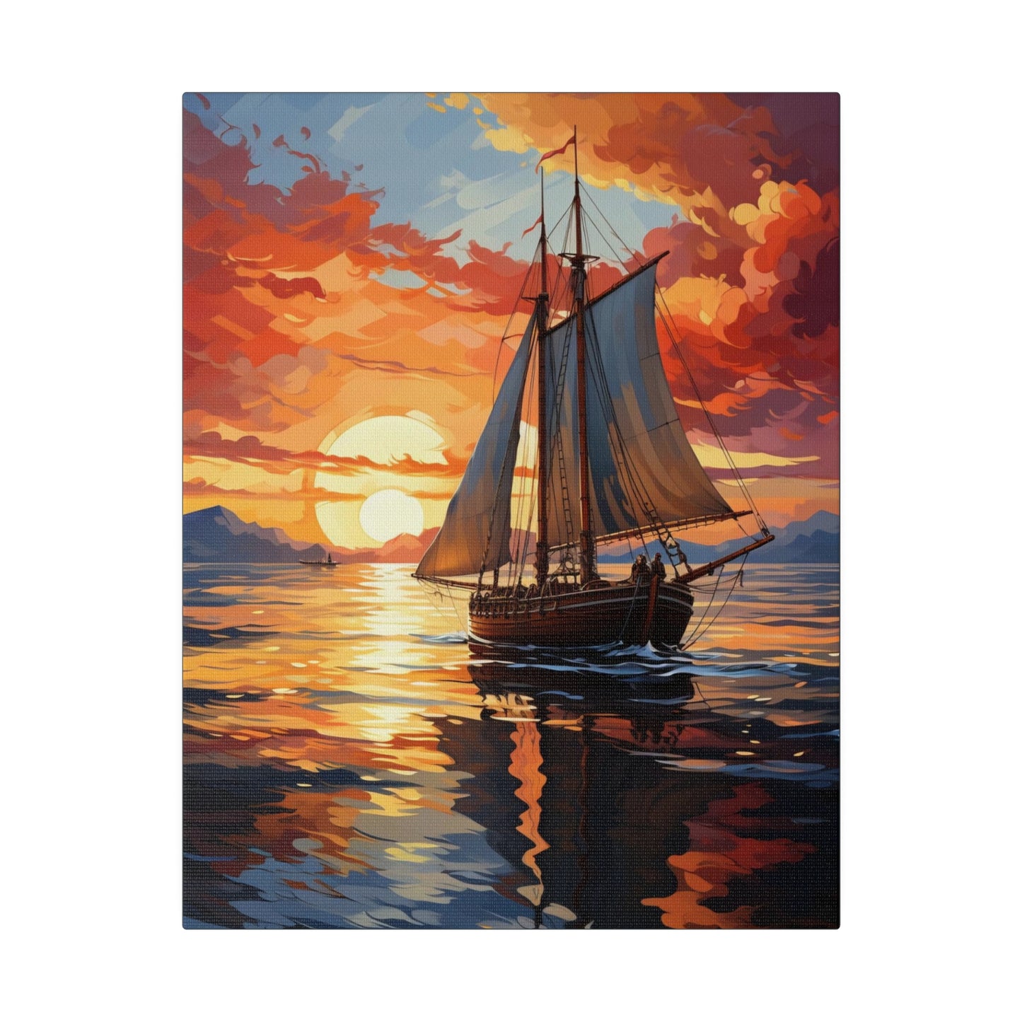 Sailing into the Sunset: Old Sailboat Canvas