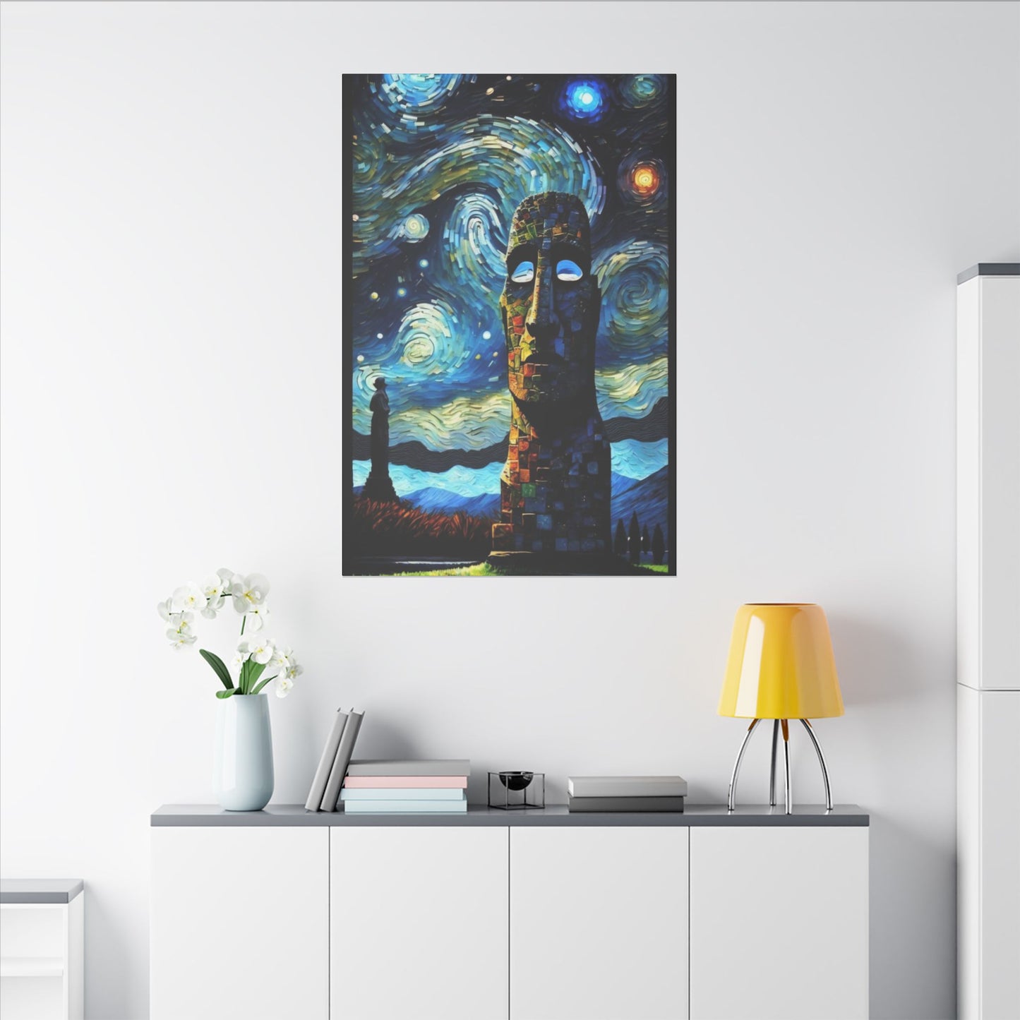Canvas Easter Island meets Van Gogh Style