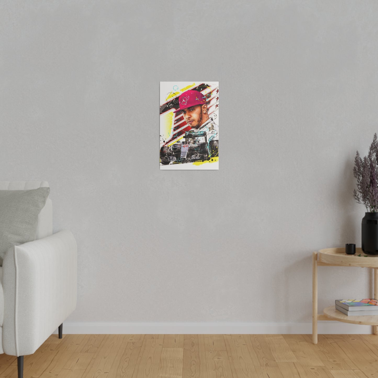 Lewis Hamilton with F1 Car - Canvas