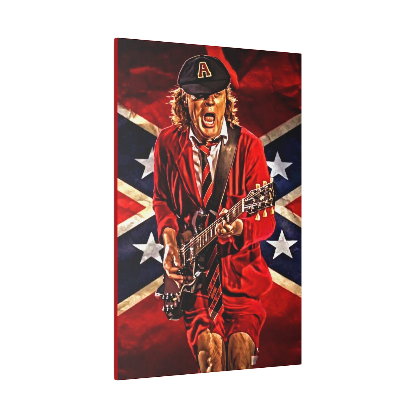 Angus Young from ACDC Guitar Playing - Canvas