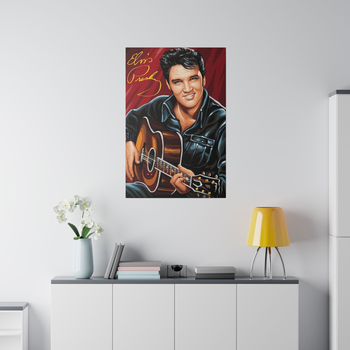 Elvis Presley on his Guitar Canvas