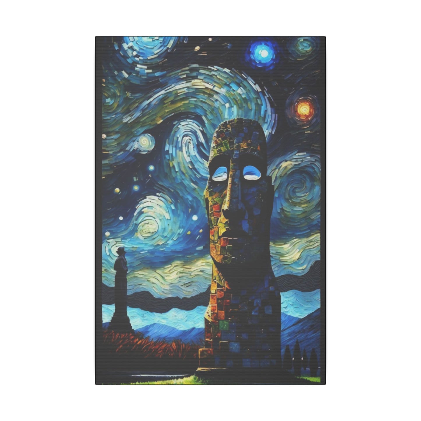 Canvas Easter Island meets Van Gogh Style