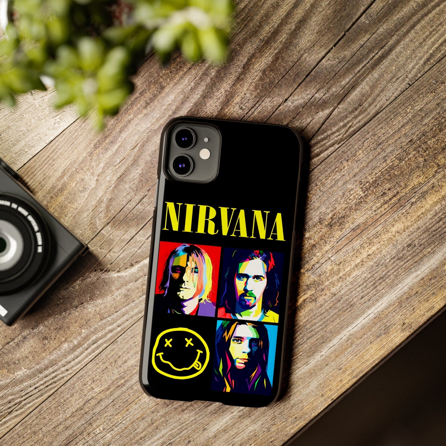 Nirvana Tribute: Kurt Cobain iPhone 15, 14, 13, 12, 11 Art in Black